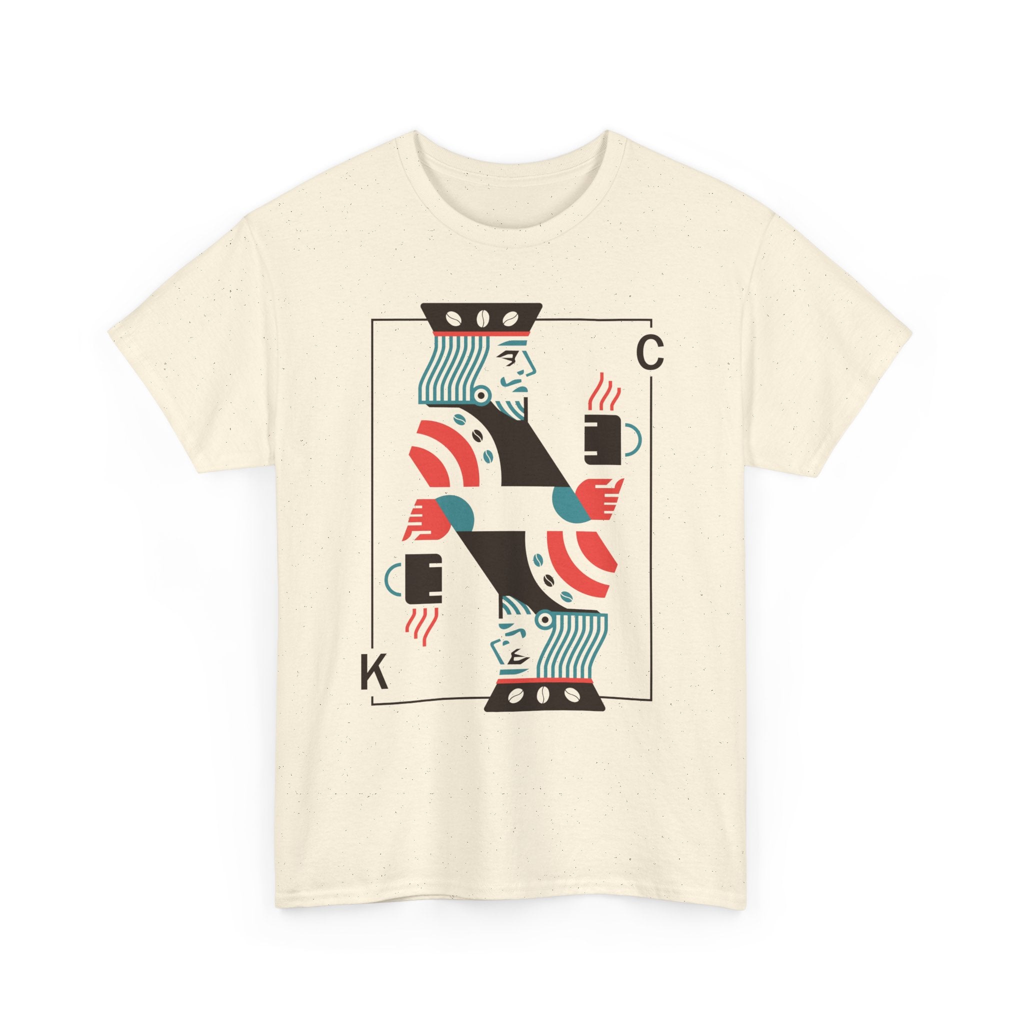 King of Coffee playing card Tee | Minimalist café design, espresso mug illustration