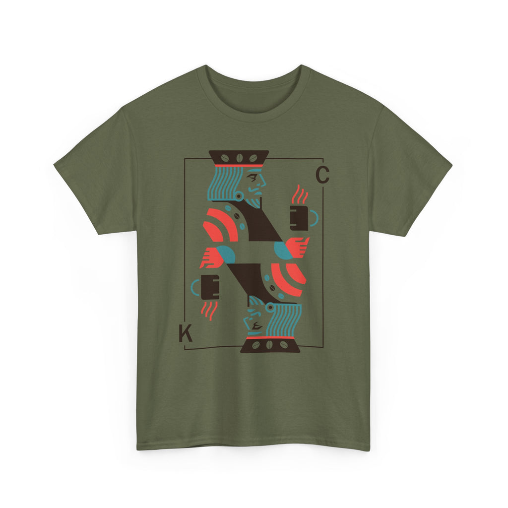 King of Coffee playing card Tee | Minimalist café design, espresso mug illustration
