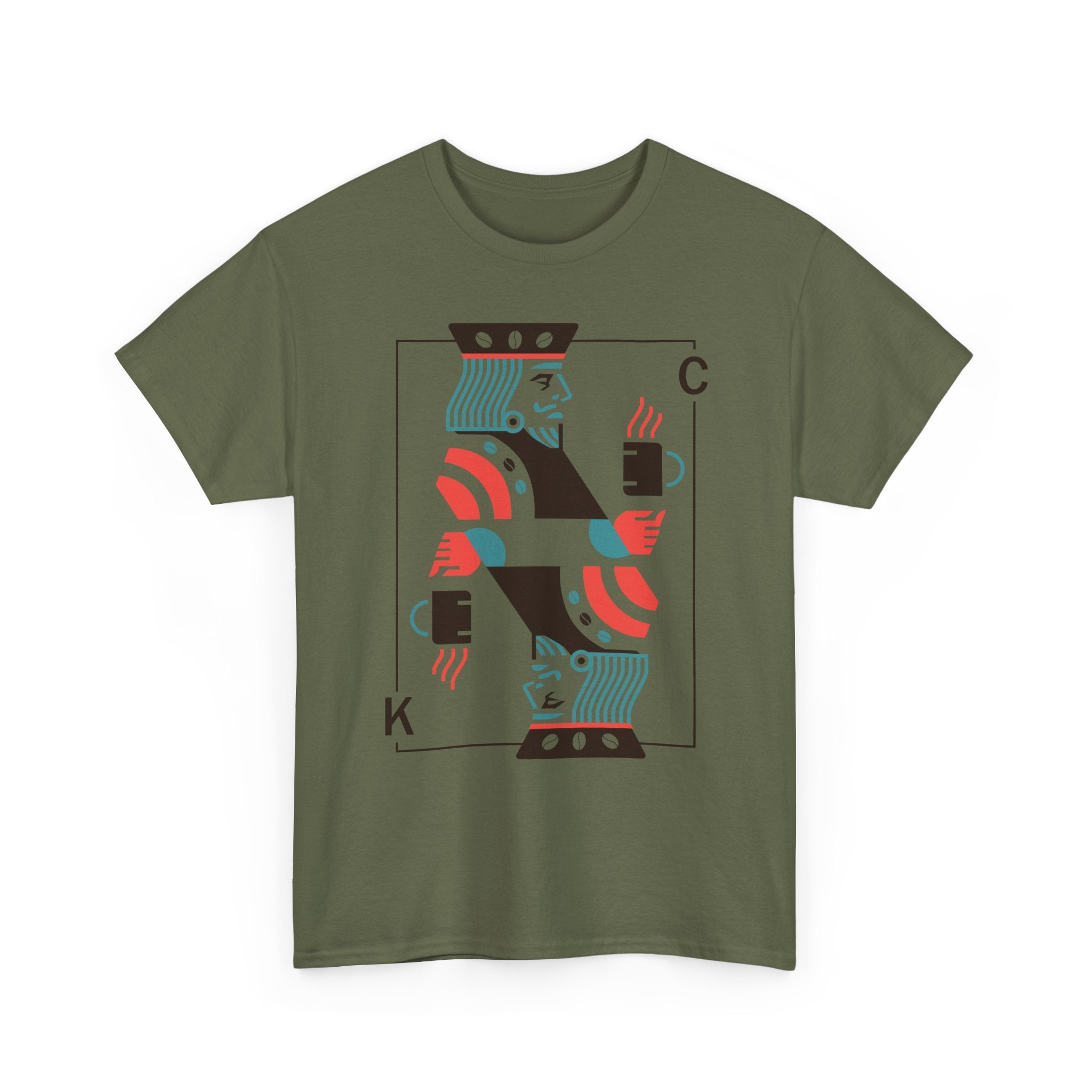 King of Coffee playing card Tee | Minimalist café design, espresso mug illustration