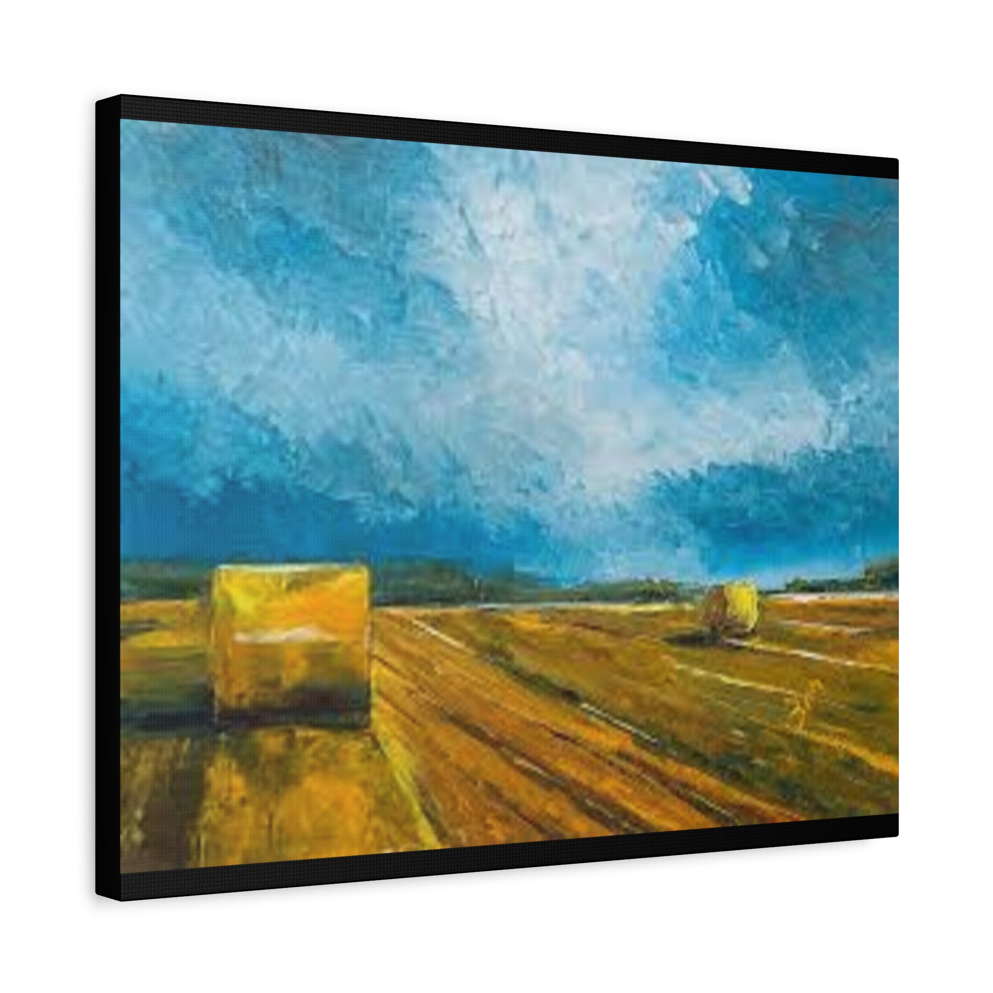 Canvas Hay Bales Landscape Matte Stretched 1.25" | Farm Field Wall Art