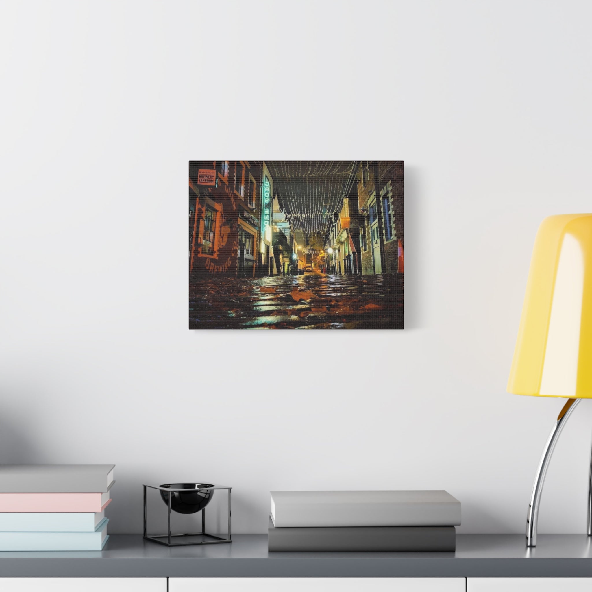Canvas Rainy Cobblestone Alley | Matte Stretched 1.25"