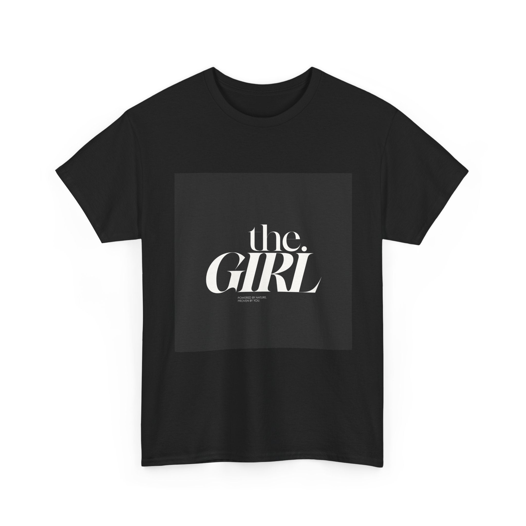 The Girl script logo Tee | Minimalist typographic design, black crew neck
