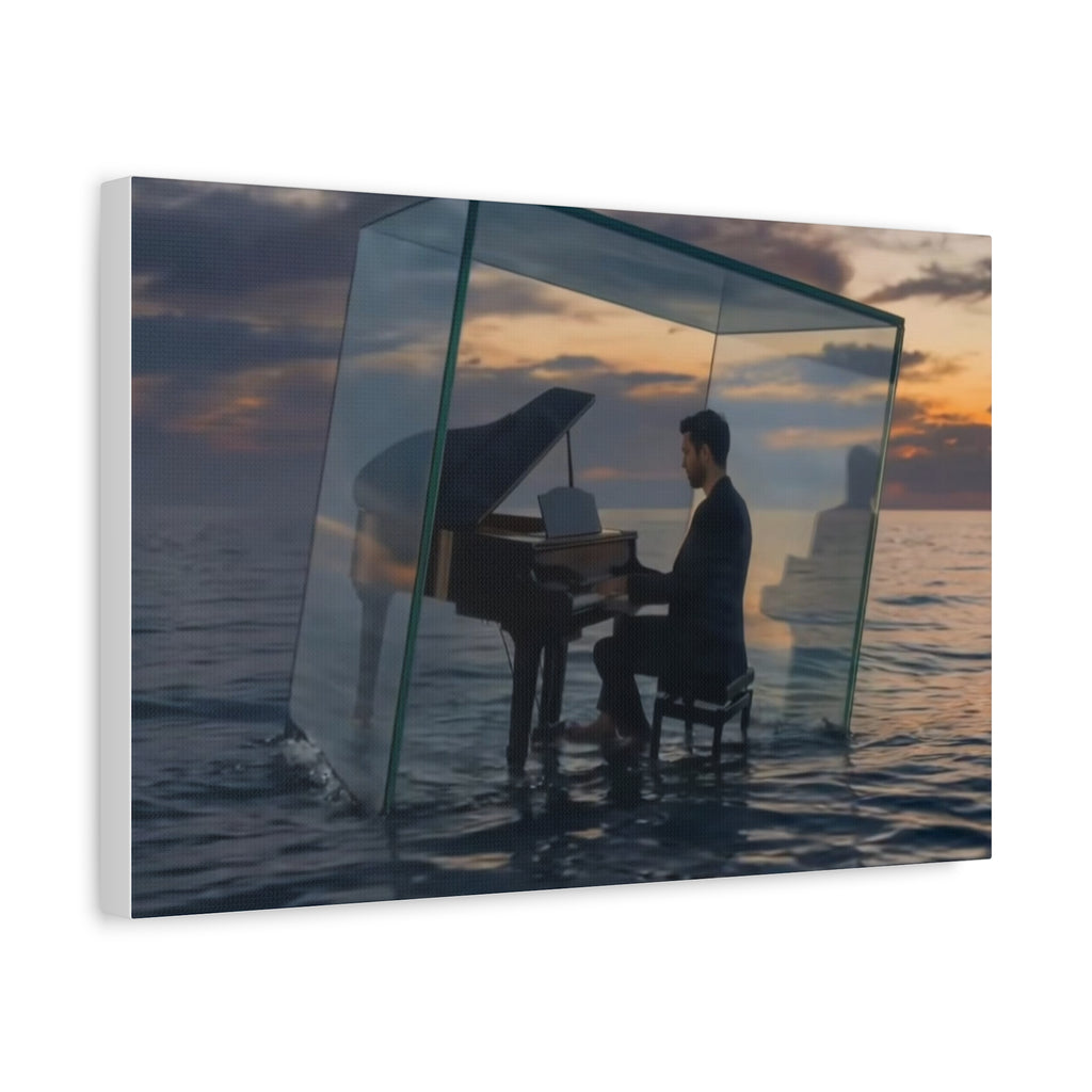 Piano in Glass Cube Canvas