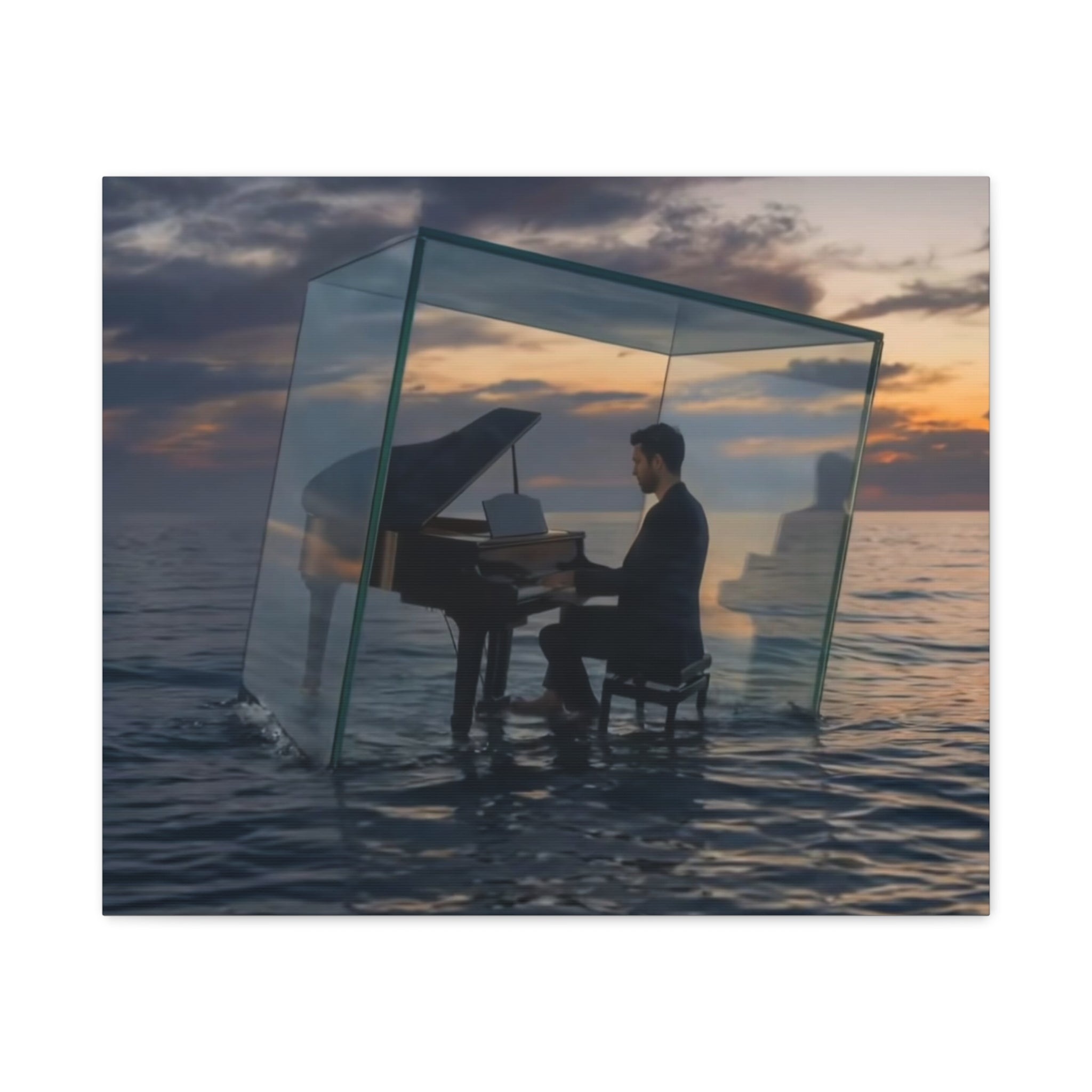 Piano in Glass Cube Canvas
