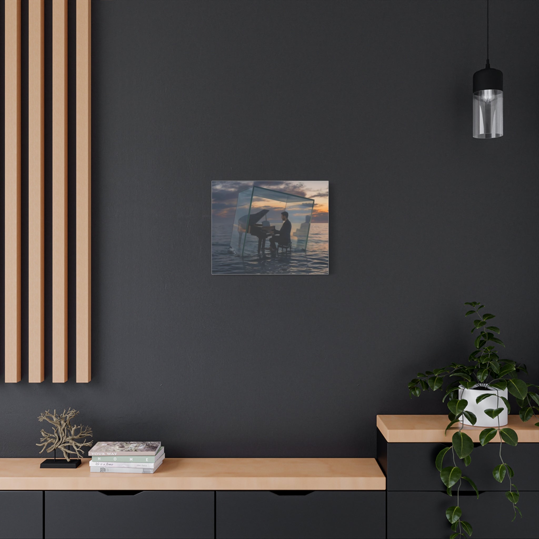 Piano in Glass Cube Canvas