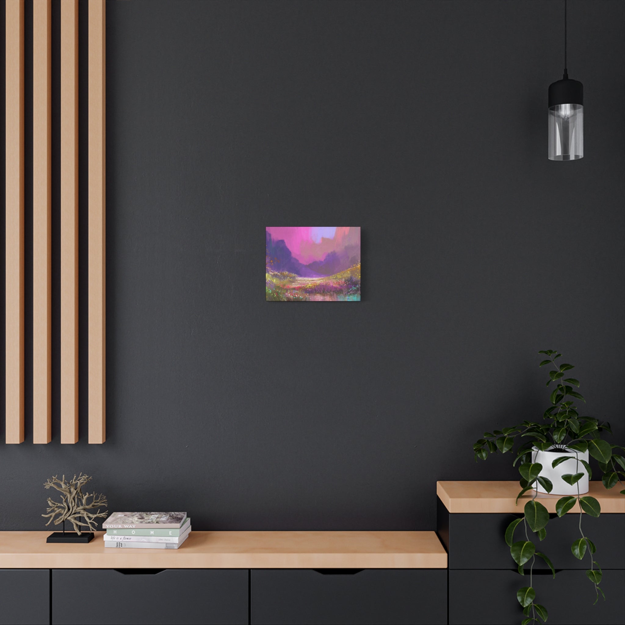 Canvas Pink Purple Meadow Landscape
