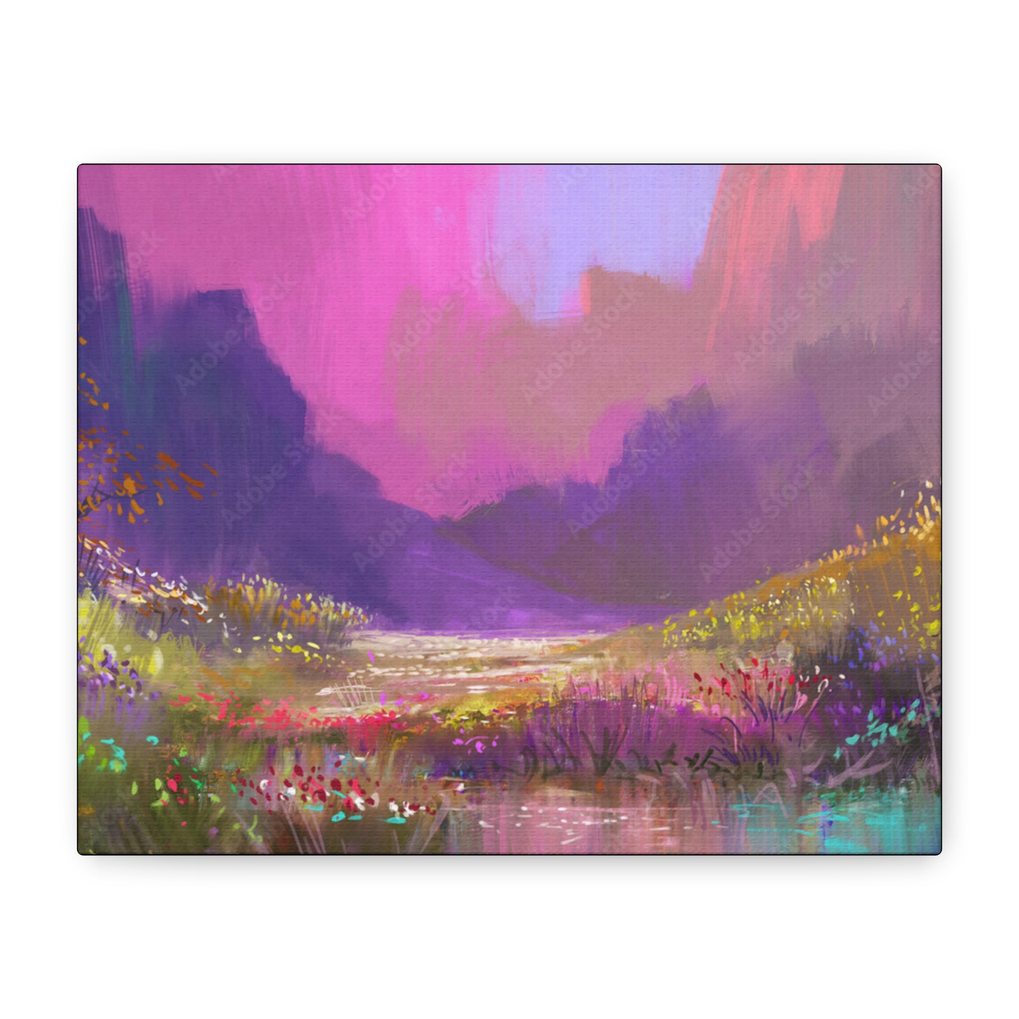 Canvas Pink Purple Meadow Landscape