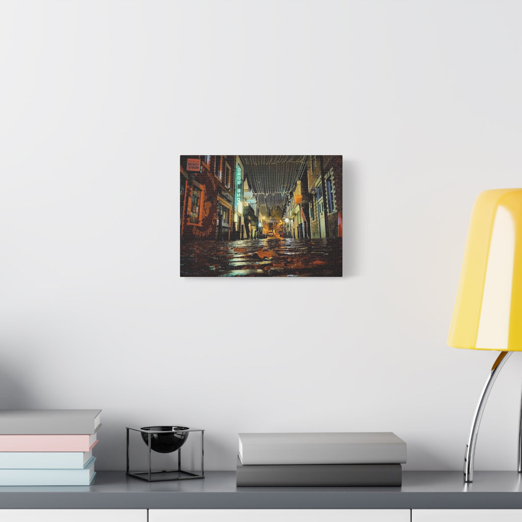 Canvas Rainy Cobblestone Alley | Matte Stretched 1.25"