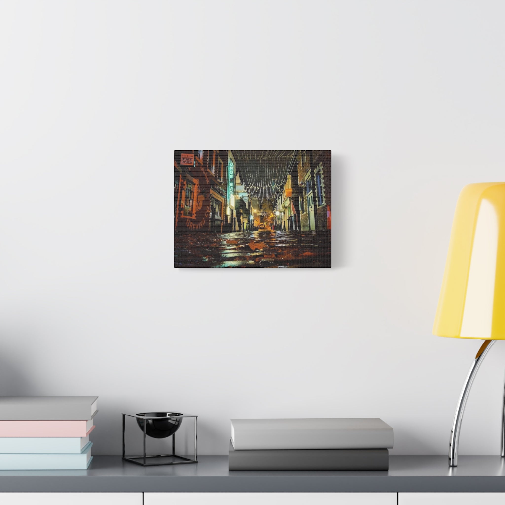 Canvas Rainy Cobblestone Alley | Matte Stretched 1.25"