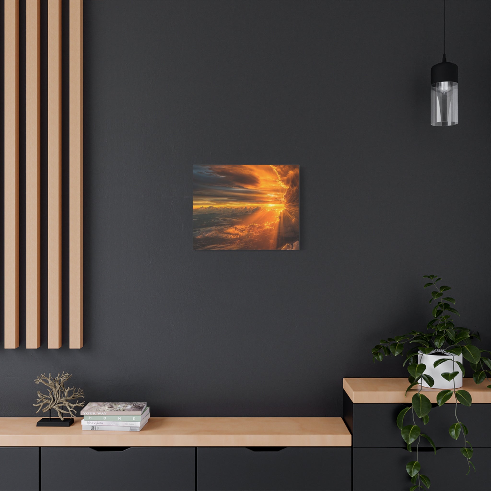 Canvas Golden Sunset Clouds   | Matte Stretched Wall Art