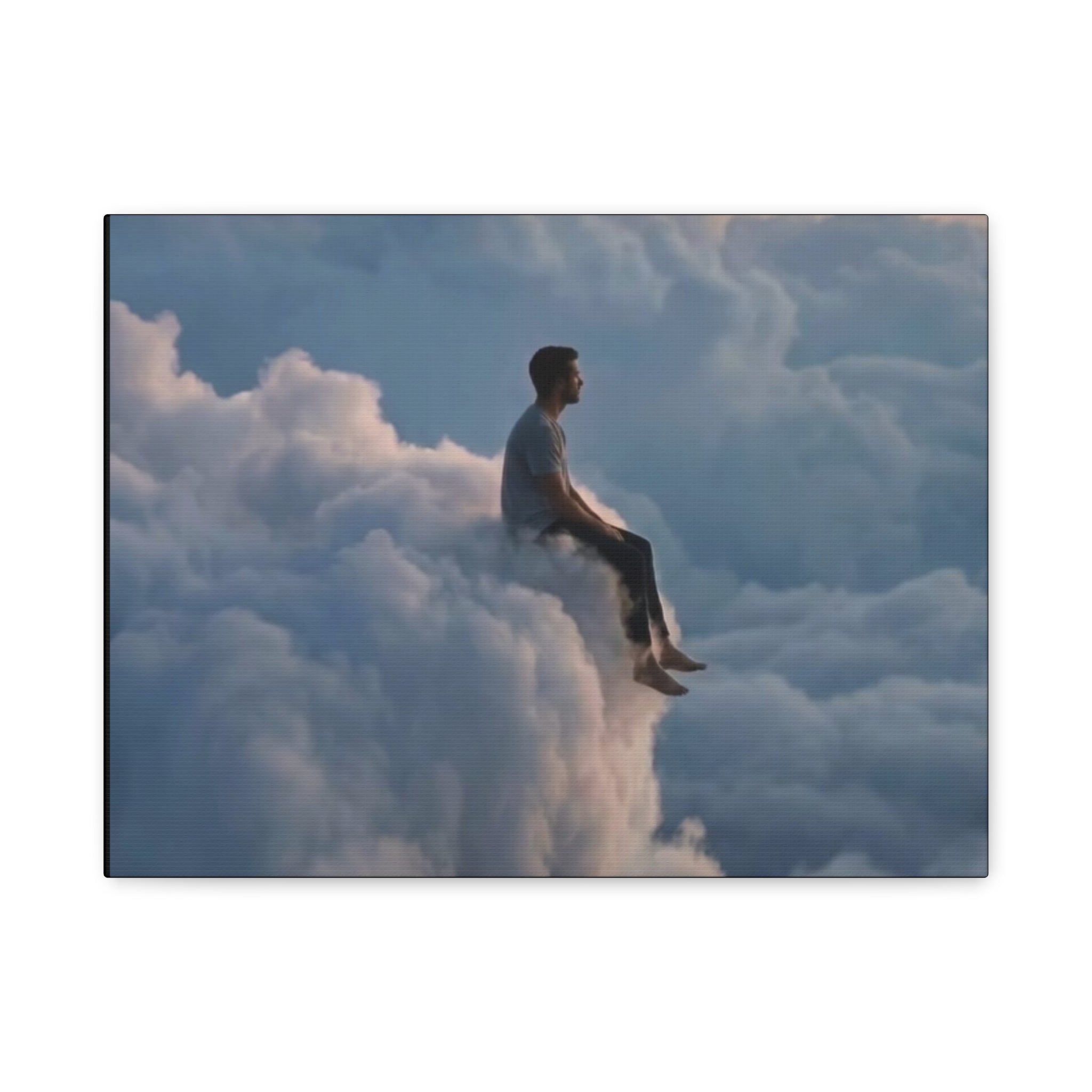 Canvas Man Sitting on Cloud Matte