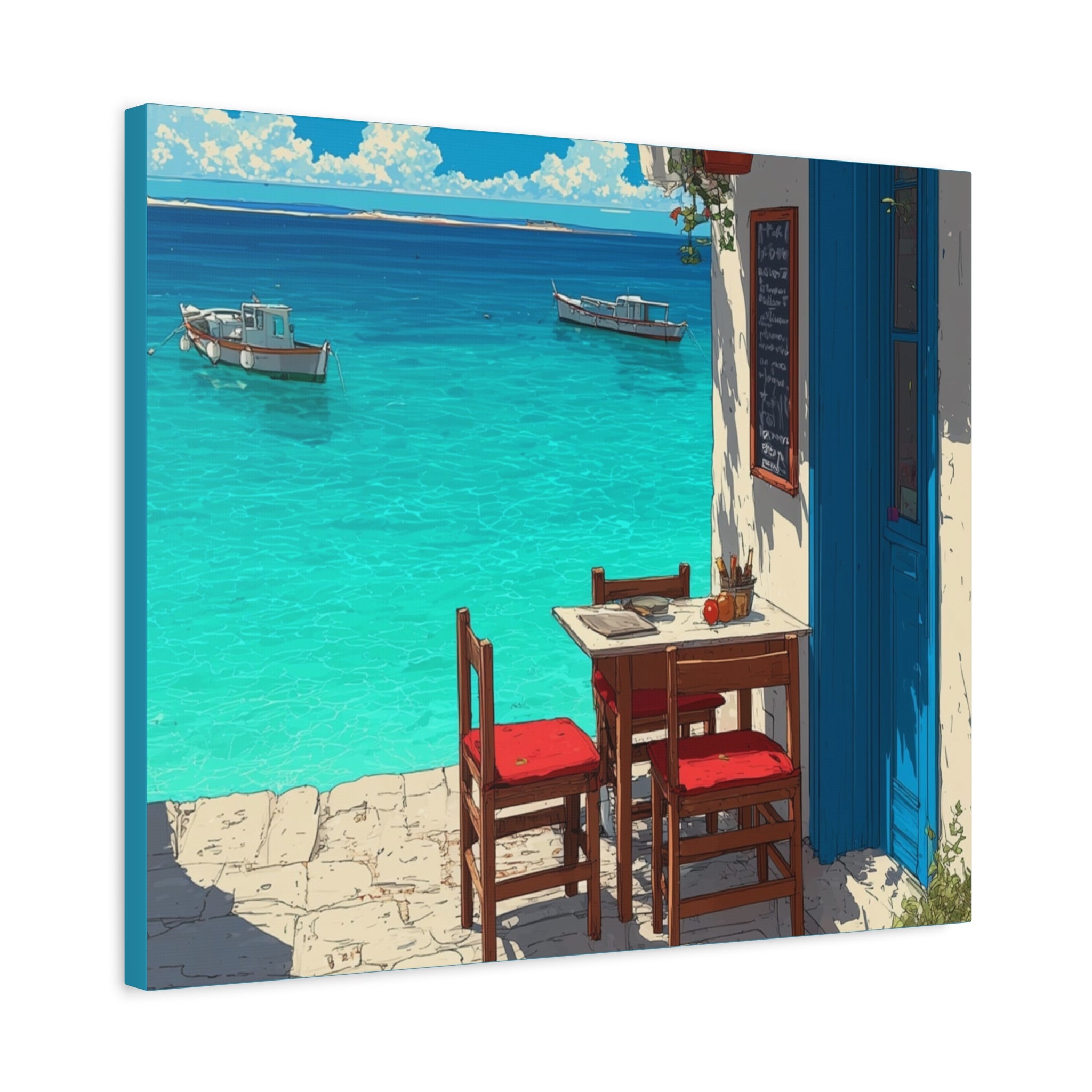 Mediterranean Seaside Cafe  Canvas