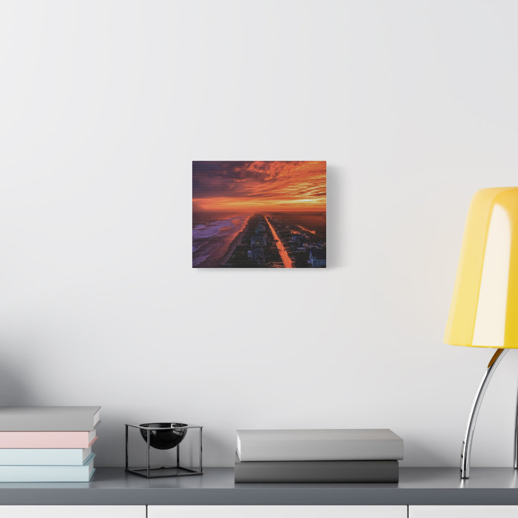 Sunset Over Coastal Town Canvas | Matte Stretched Wall Art