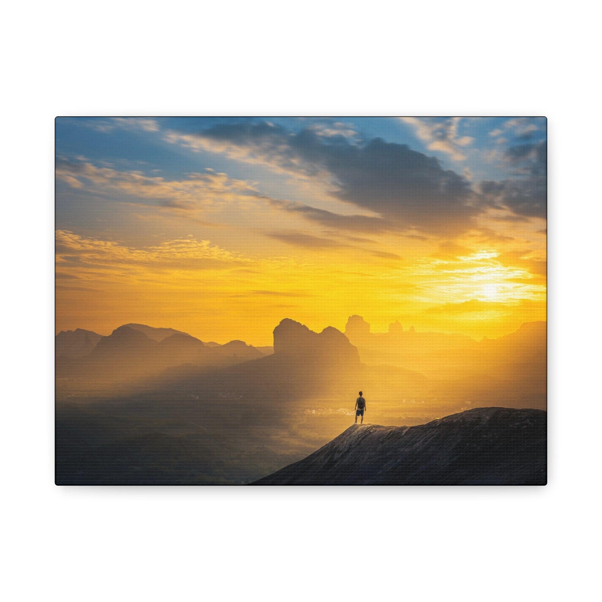 Canvas Solitary Hiker Sunrise Matte