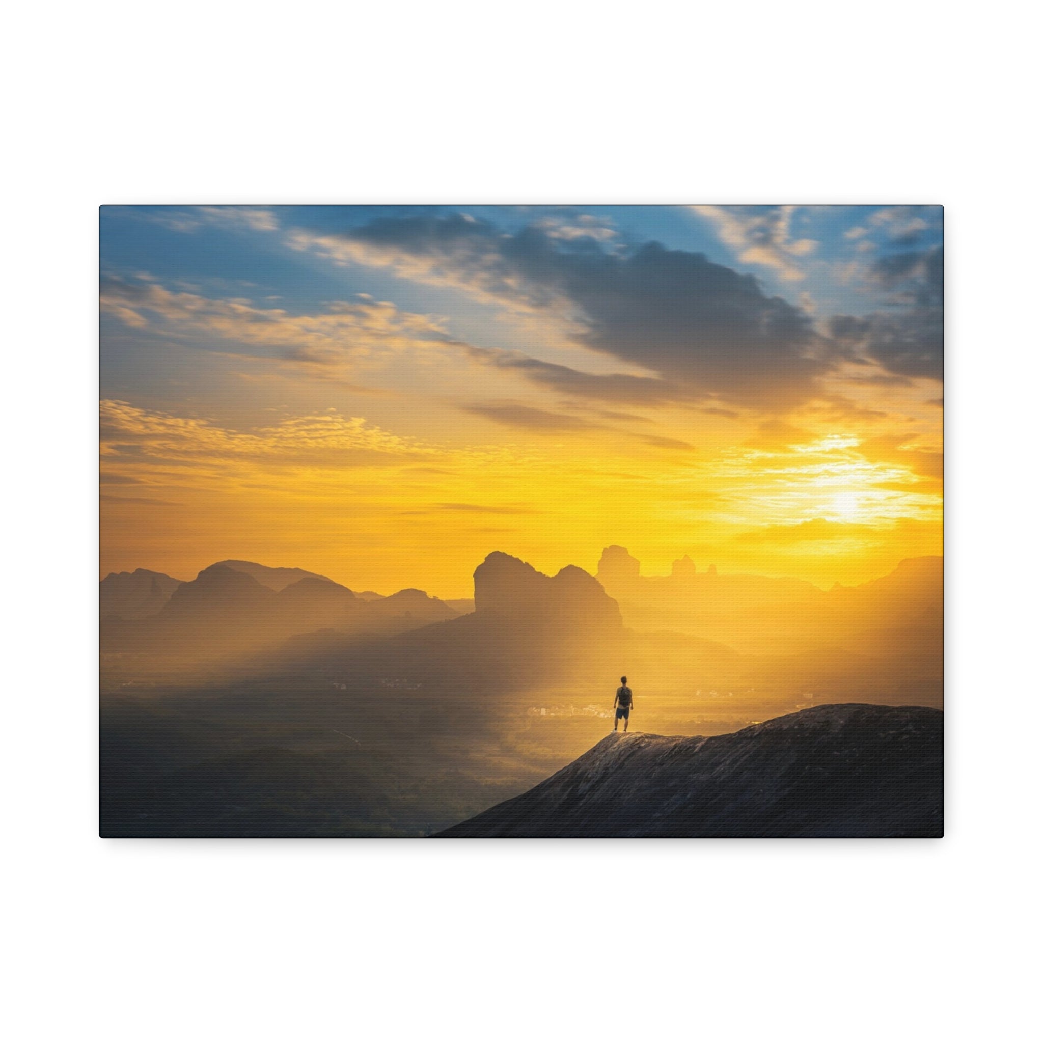 Canvas Solitary Hiker Sunrise Matte