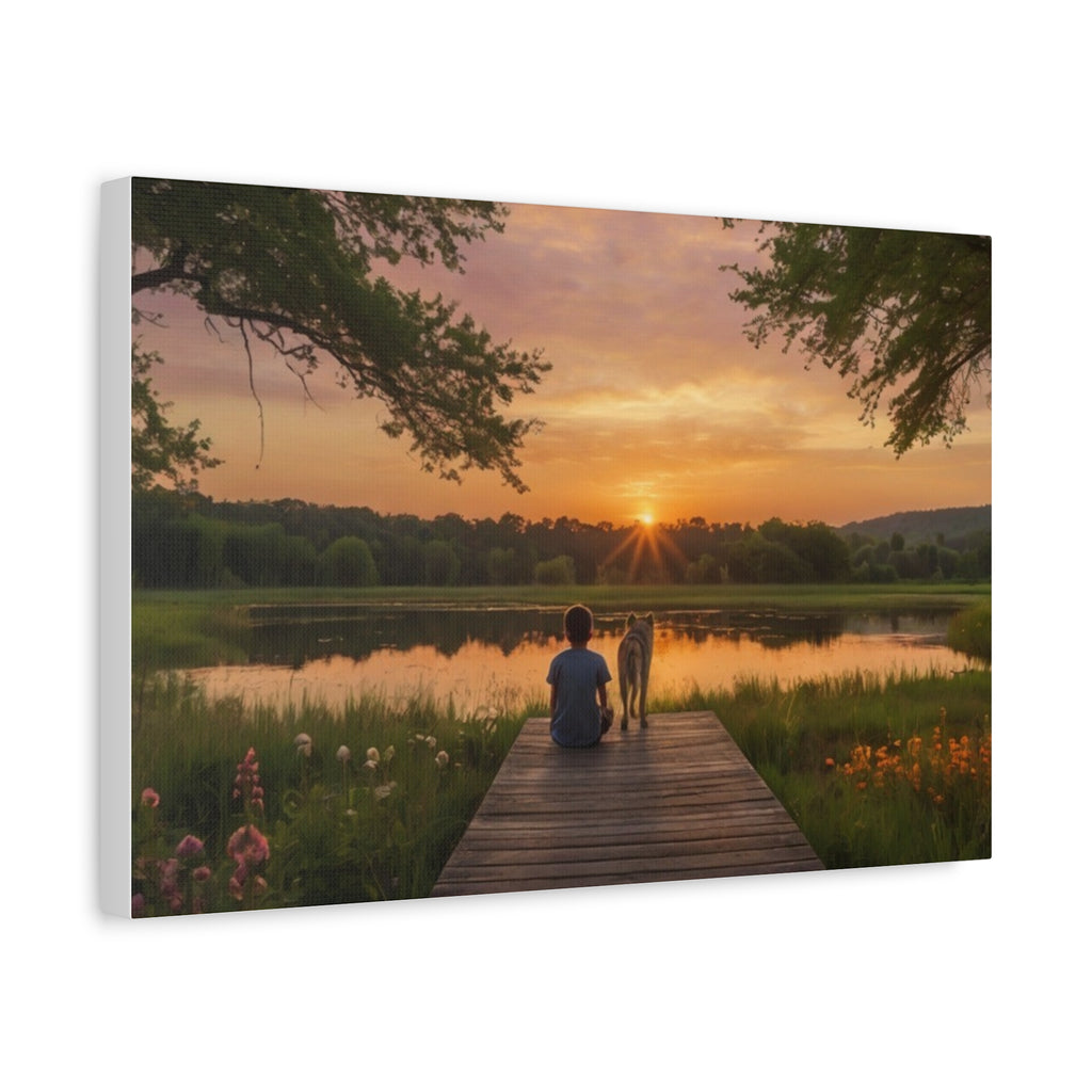 Canvas Sunset Friendship  | Matte Stretched Wall Art