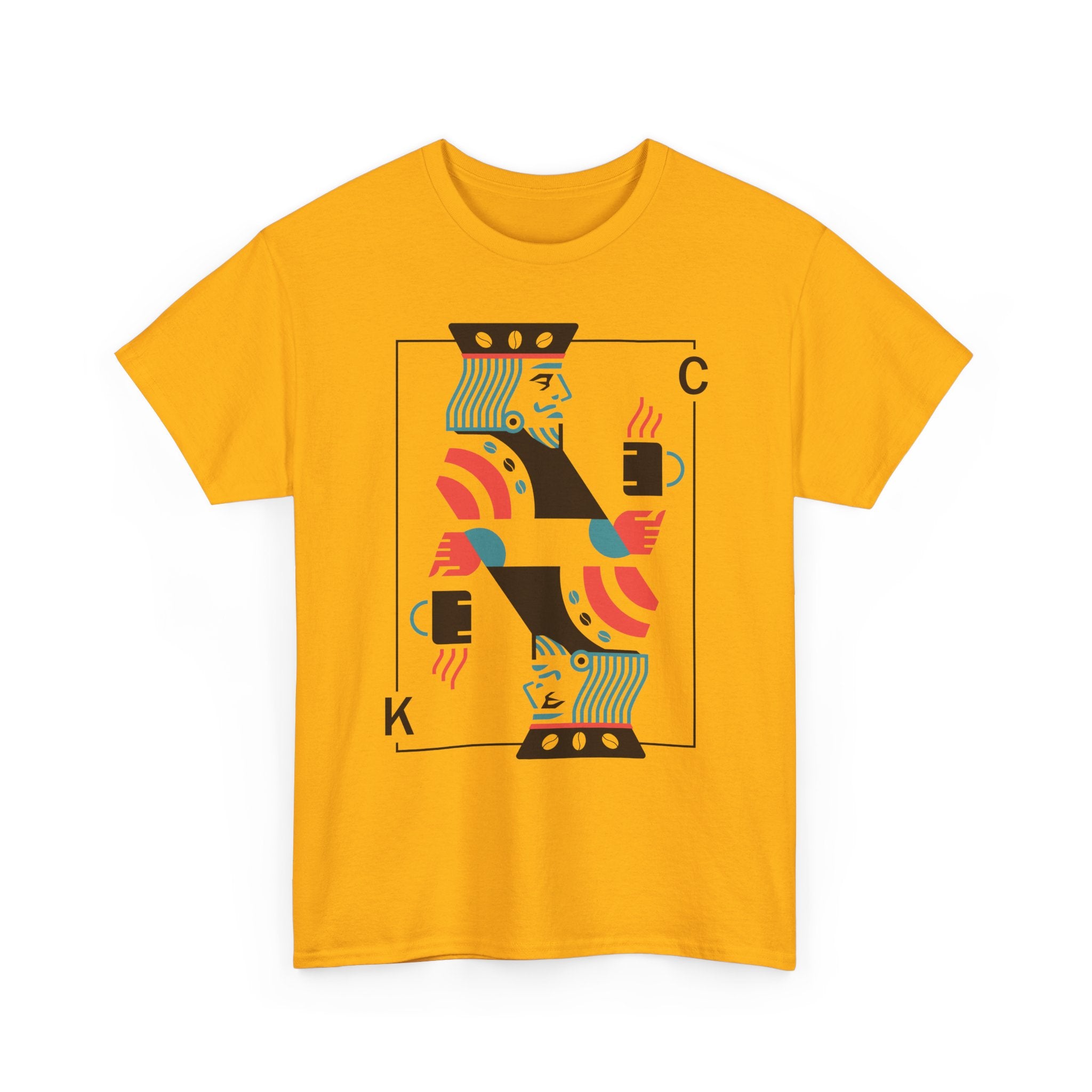 King of Coffee playing card Tee | Minimalist café design, espresso mug illustration