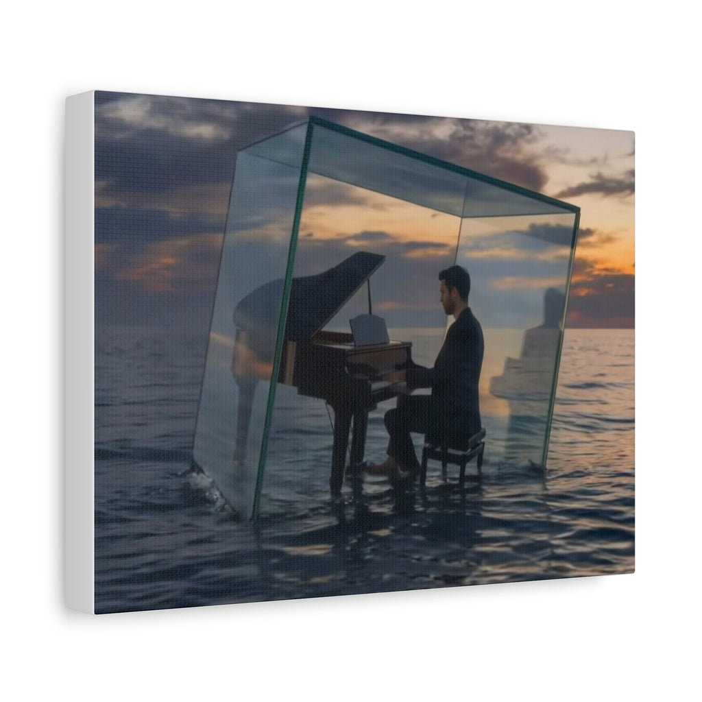 Piano in Glass Cube Canvas