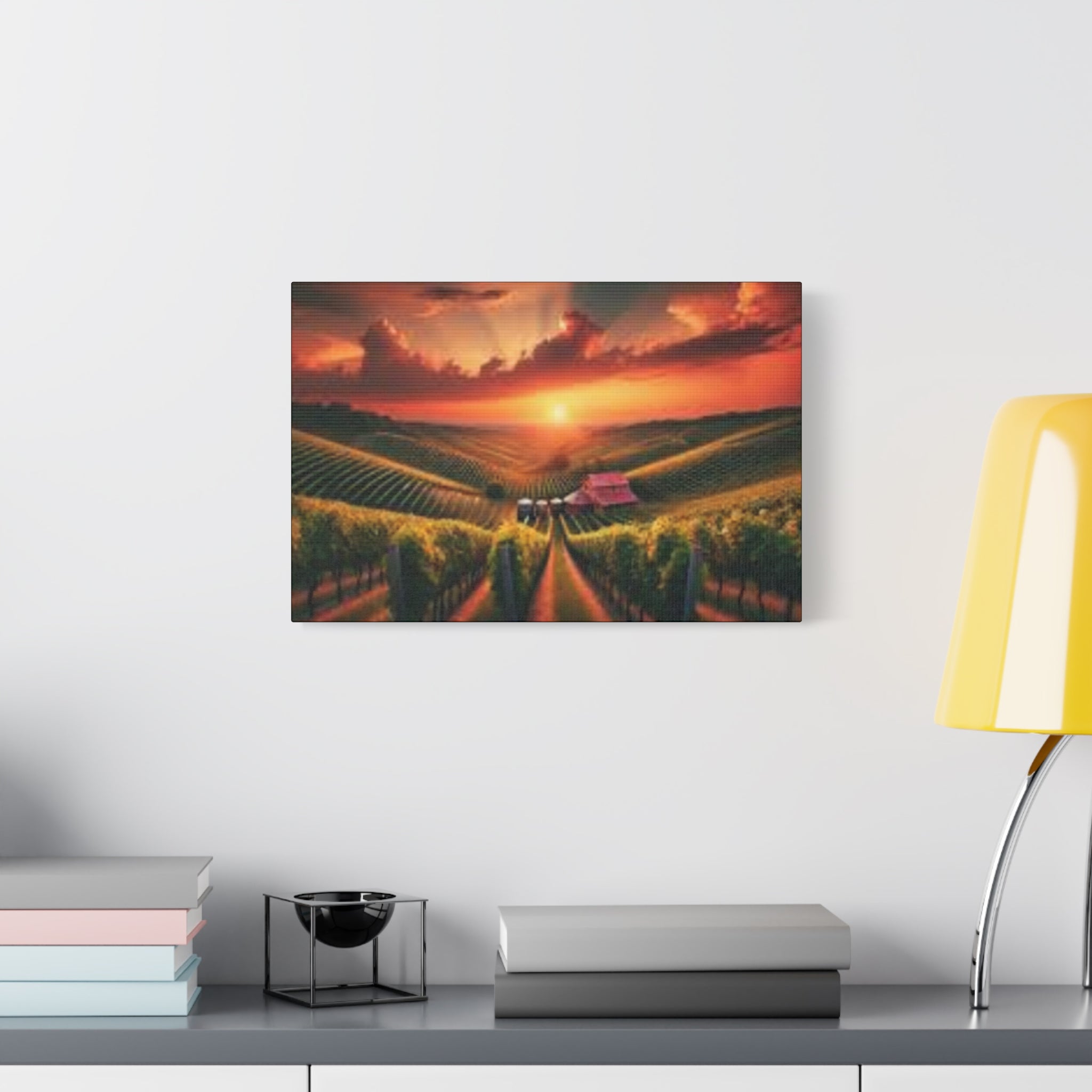 Canvas Sunset Vineyard Landscape Matte