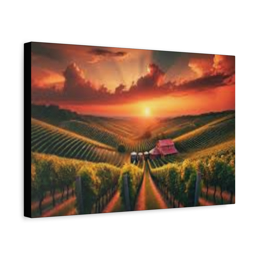 Canvas Sunset Vineyard Landscape Matte