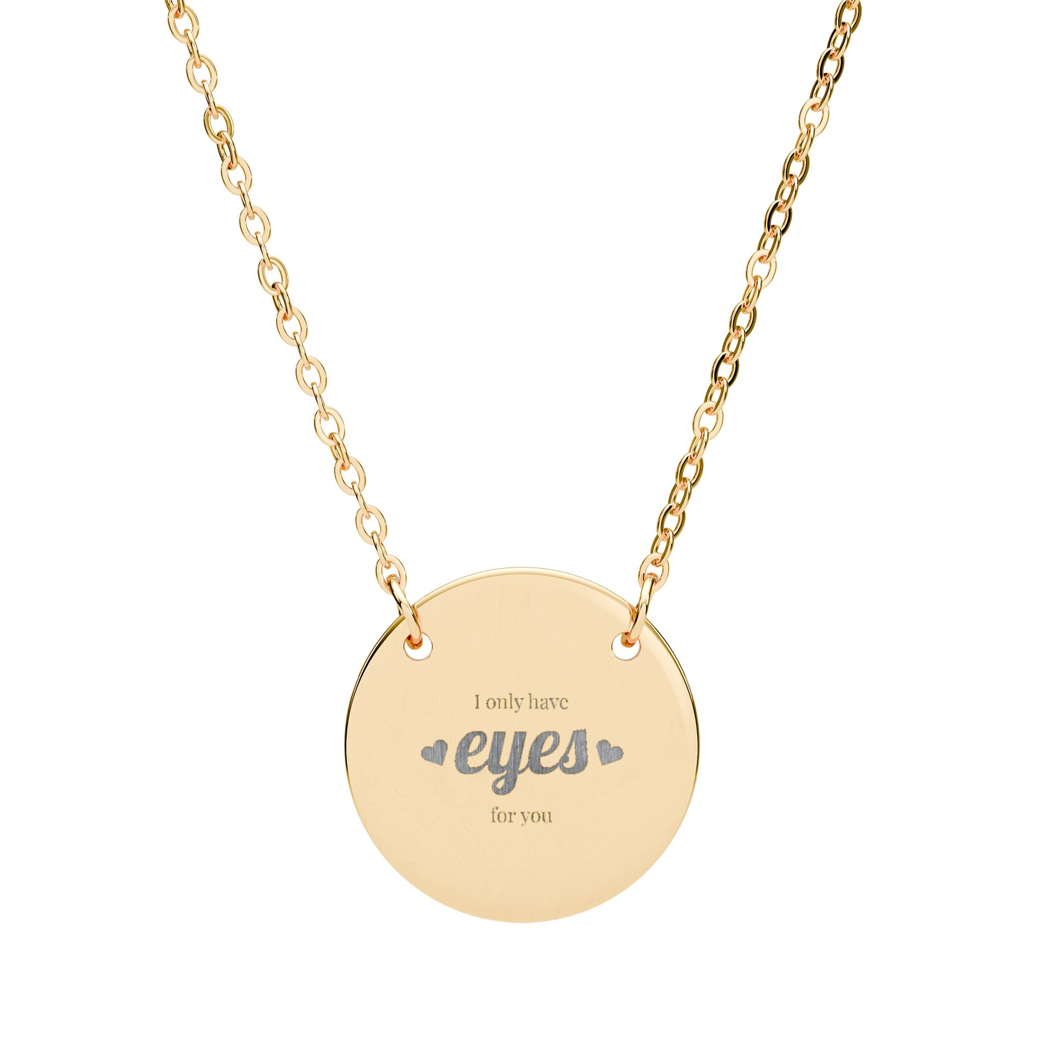 Necklace Engraved 'eyes' Circle  | Personalized Round Pendant