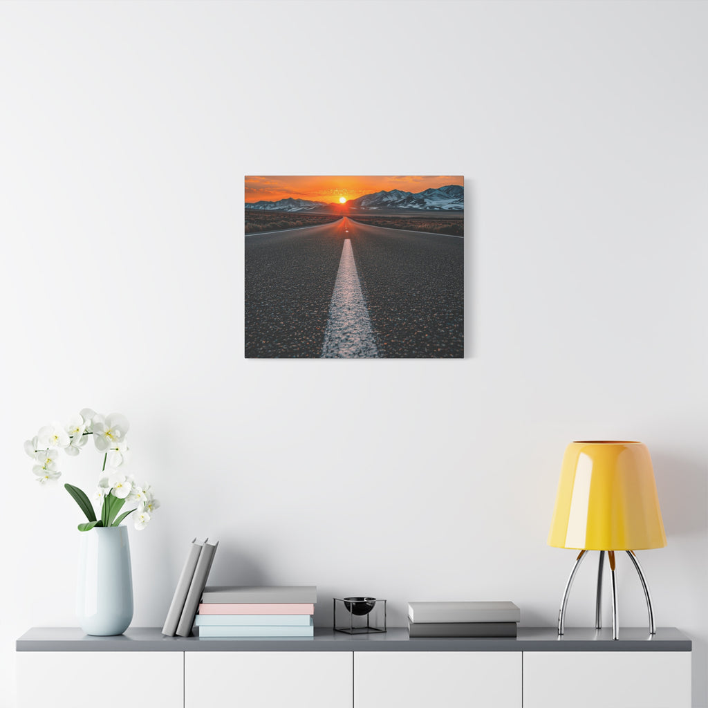 Sunset Open Road Canvas | Stretched Matte Wall Art