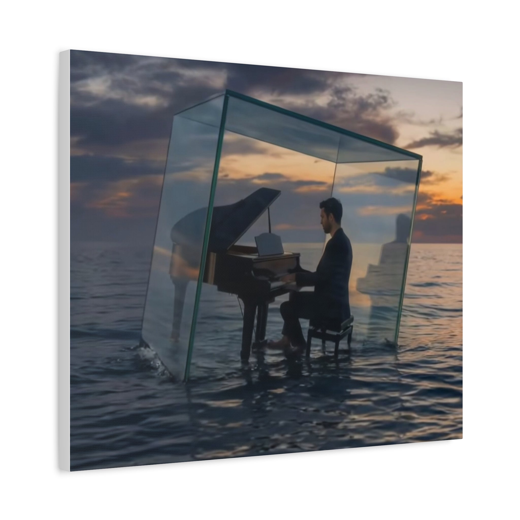 Piano in Glass Cube Canvas