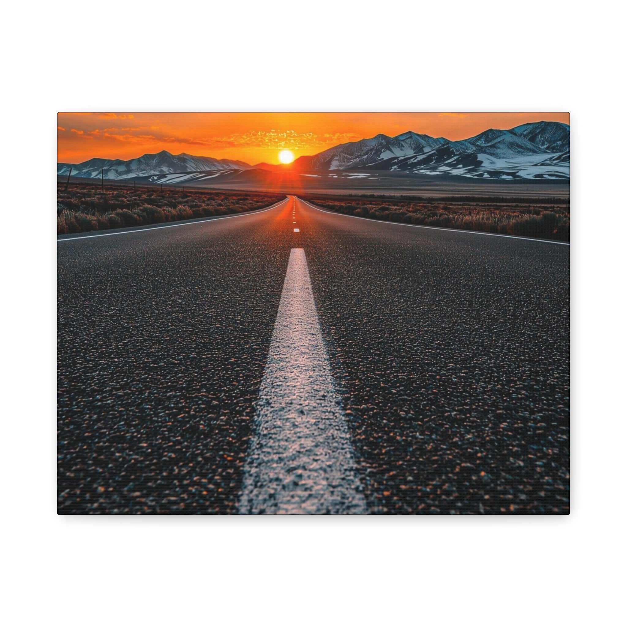 Sunset Open Road Canvas | Stretched Matte Wall Art