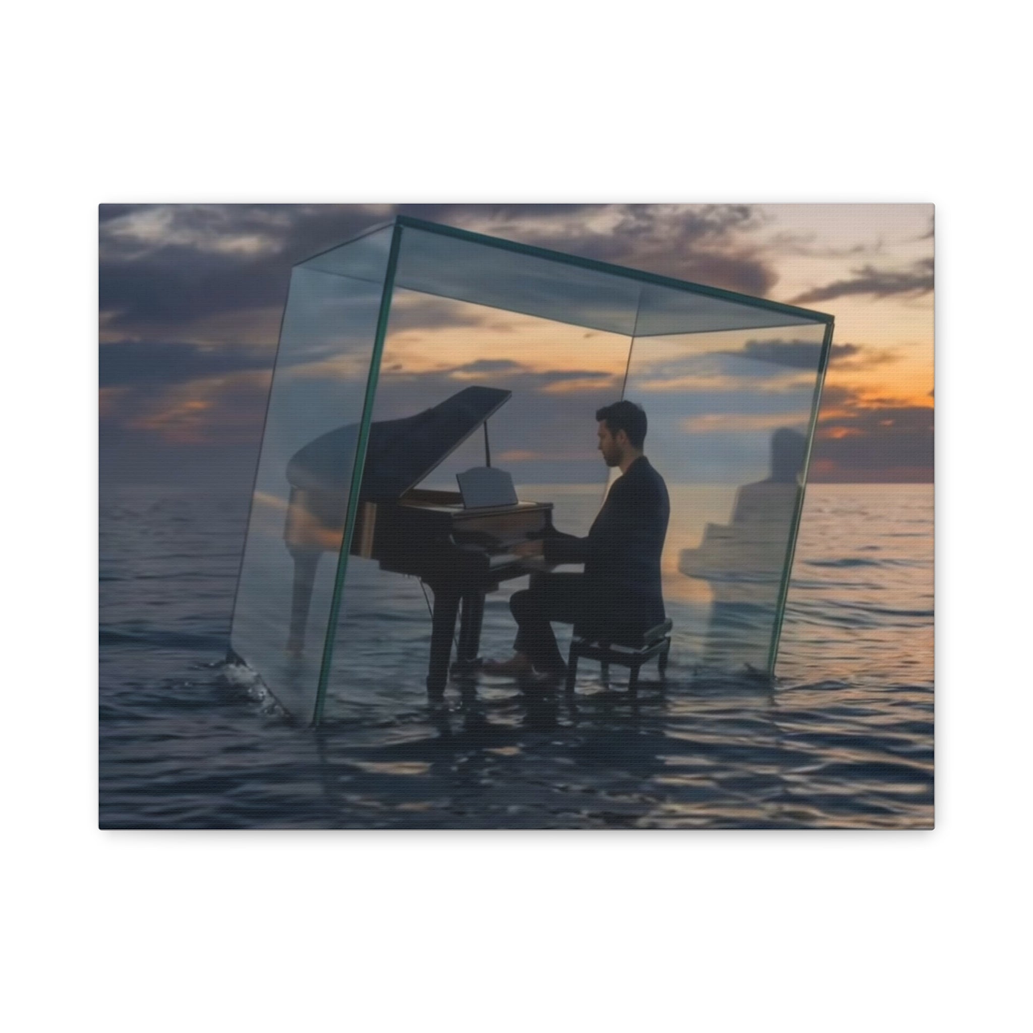 Piano in Glass Cube Canvas