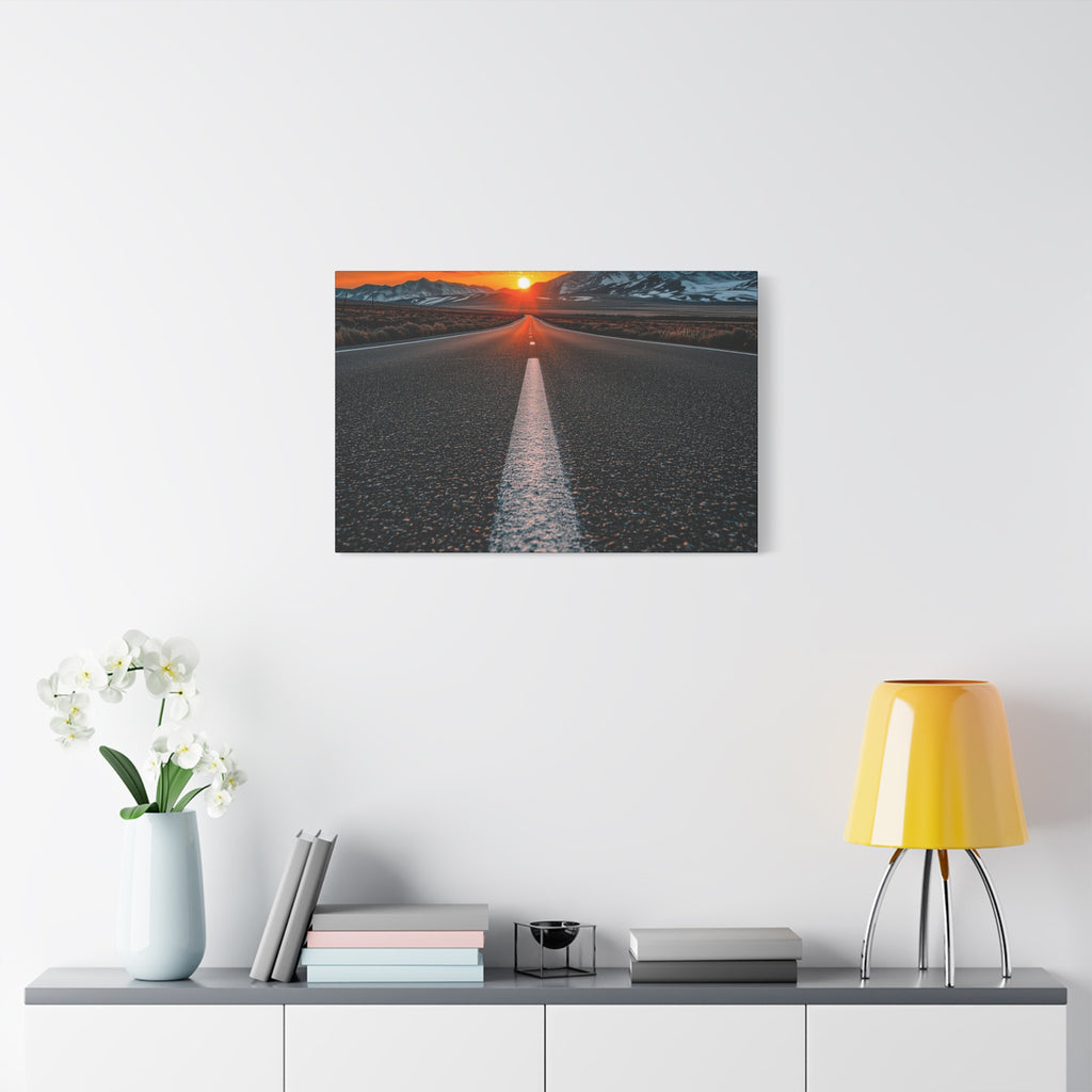 Sunset Open Road Canvas | Stretched Matte Wall Art