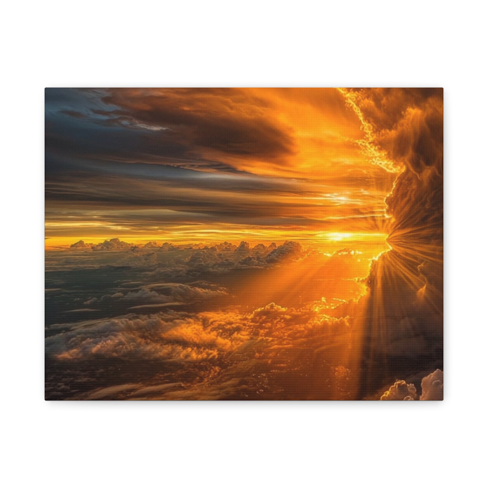 Canvas Golden Sunset Clouds   | Matte Stretched Wall Art