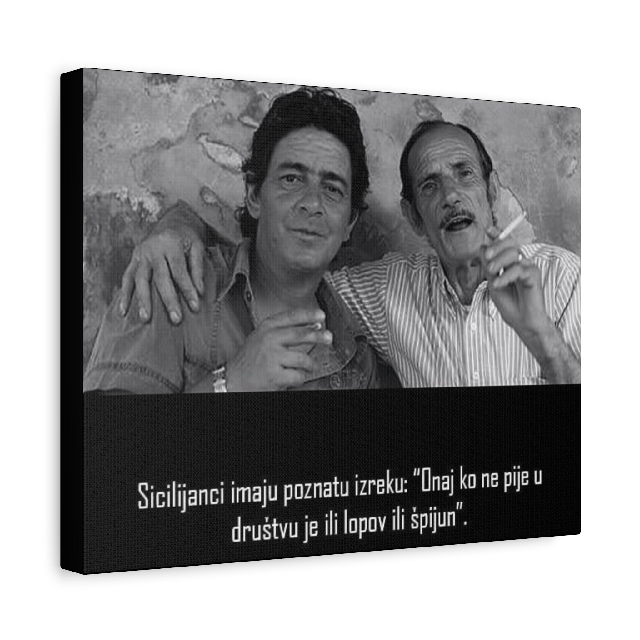 Black and White Sicilian Quote Canvas | Matte Stretched Canvas