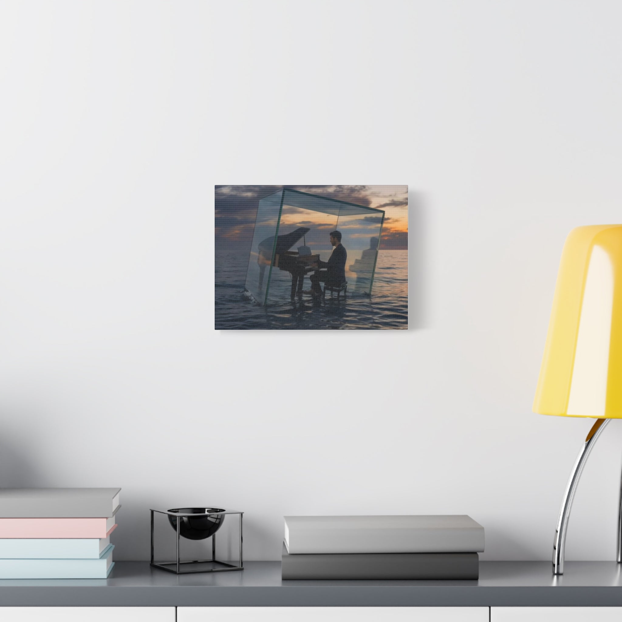 Piano in Glass Cube Canvas