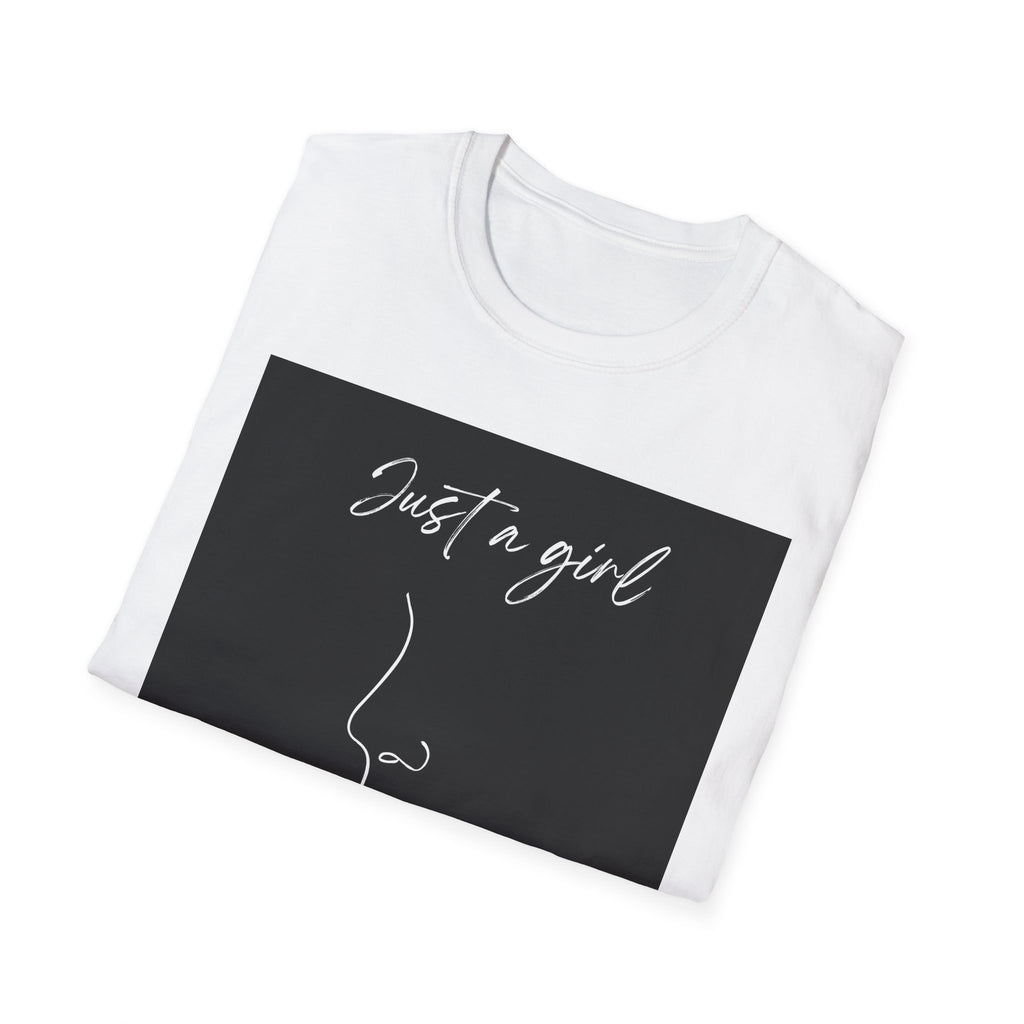 Minimal Line Face "Just a girl who loves" T-Shirt | Women's Quote Tee