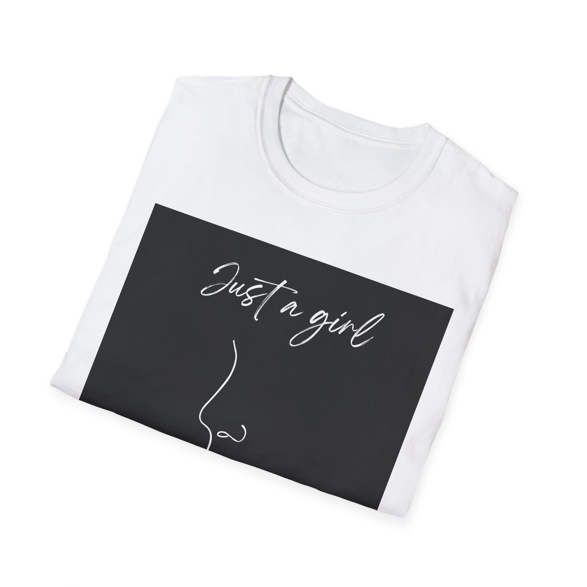 Minimal Line Face "Just a girl who loves" T-Shirt | Women's Quote Tee