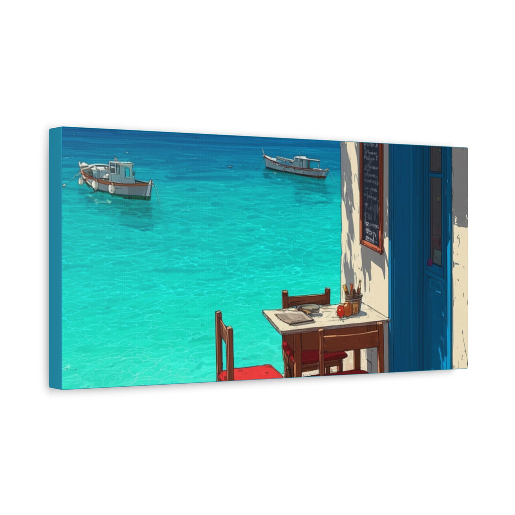 Mediterranean Seaside Cafe  Canvas