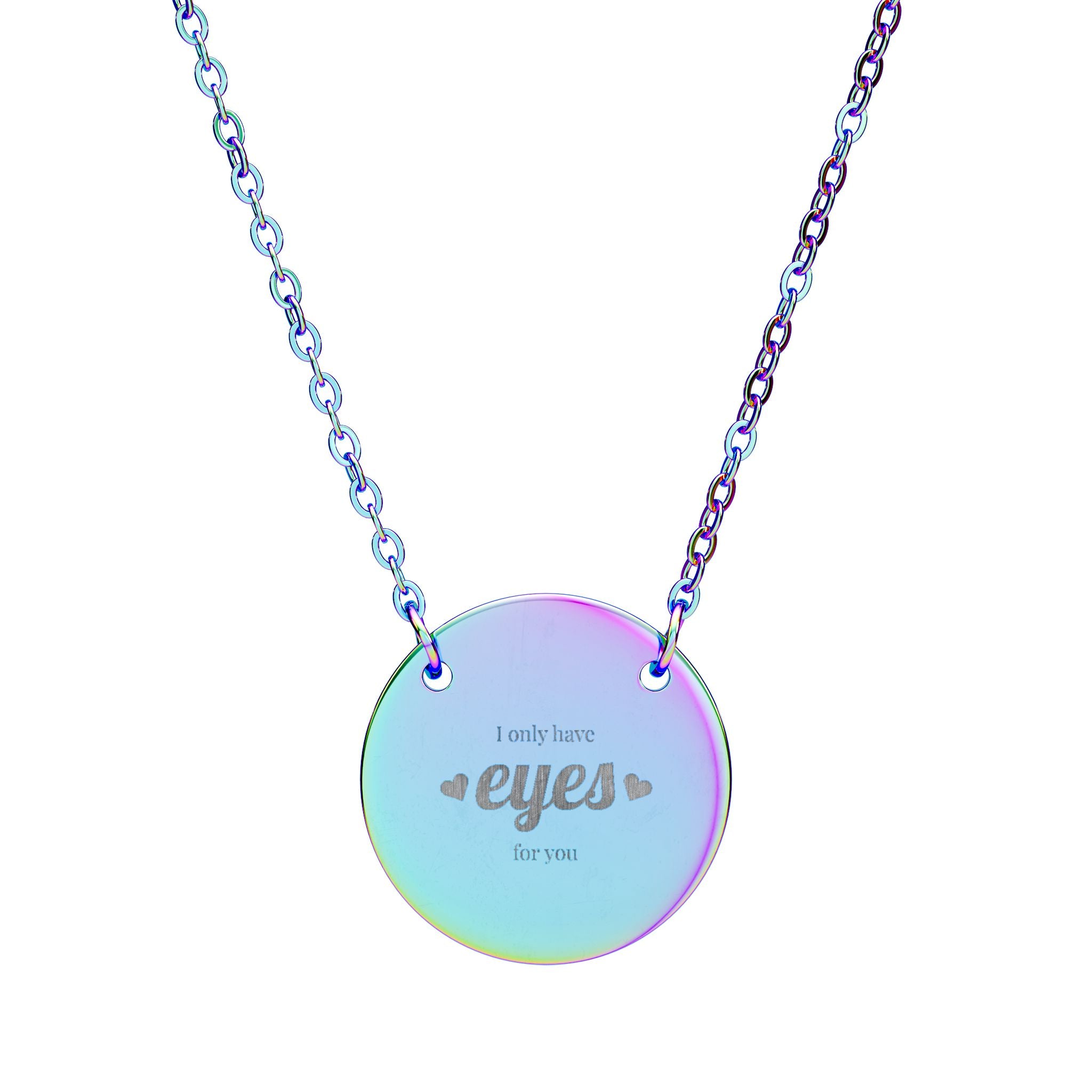 Necklace Engraved 'eyes' Circle  | Personalized Round Pendant