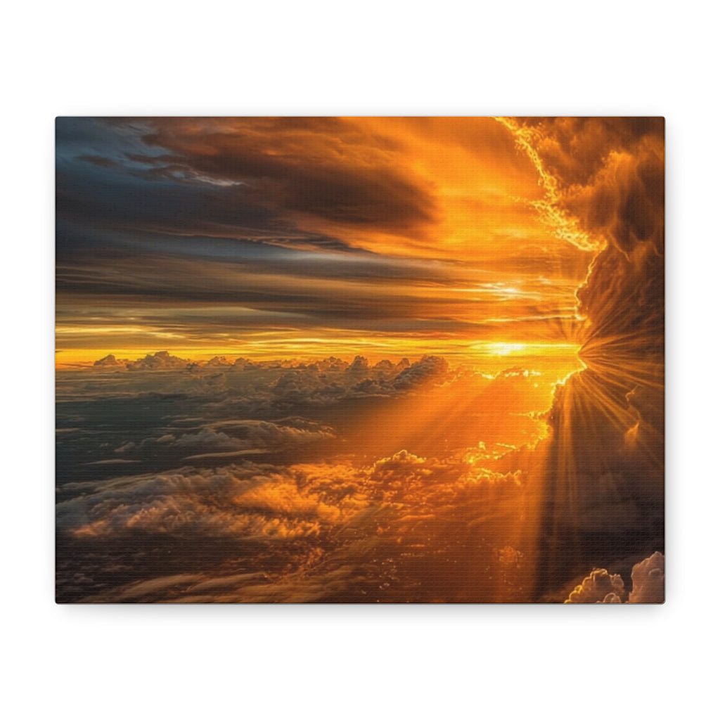 Canvas Golden Sunset Clouds   | Matte Stretched Wall Art