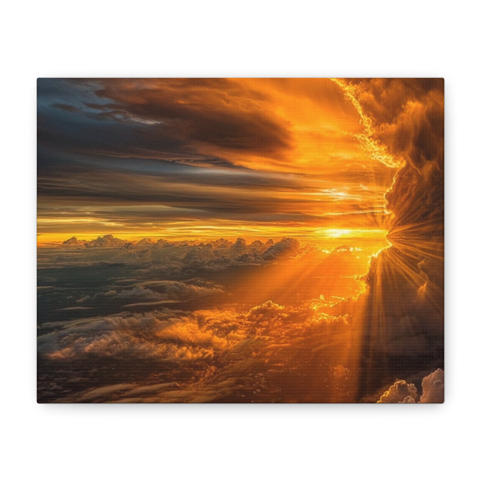 Canvas Golden Sunset Clouds   | Matte Stretched Wall Art