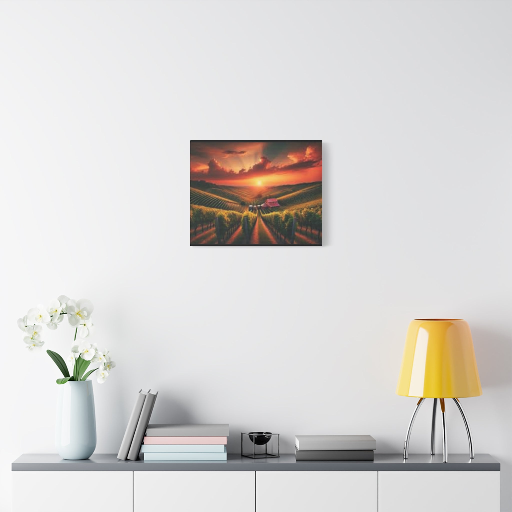 Canvas Sunset Vineyard Landscape Matte