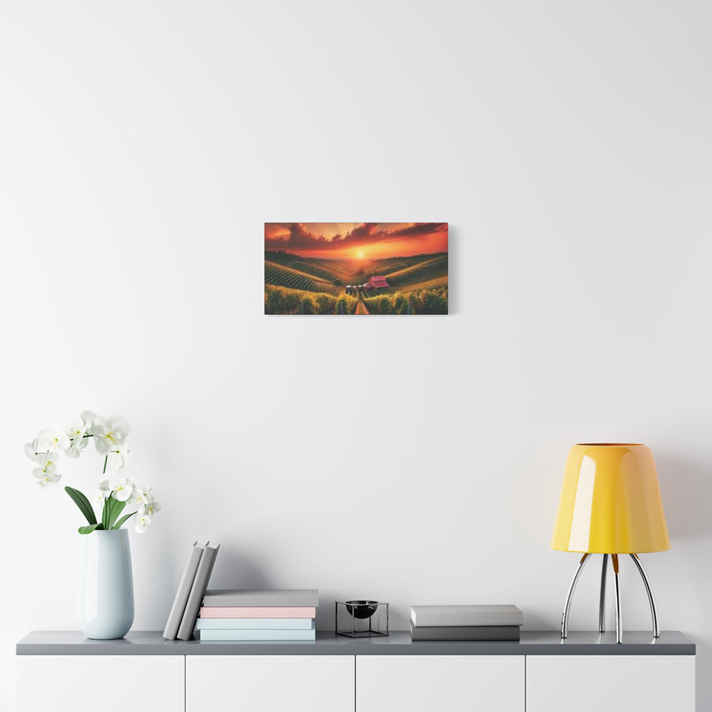 Canvas Sunset Vineyard Landscape Matte