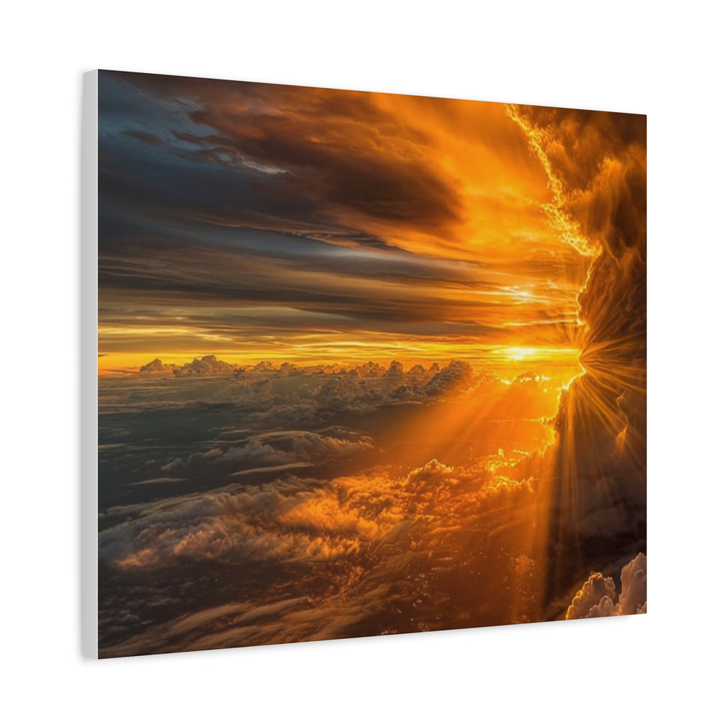 Canvas Golden Sunset Clouds   | Matte Stretched Wall Art