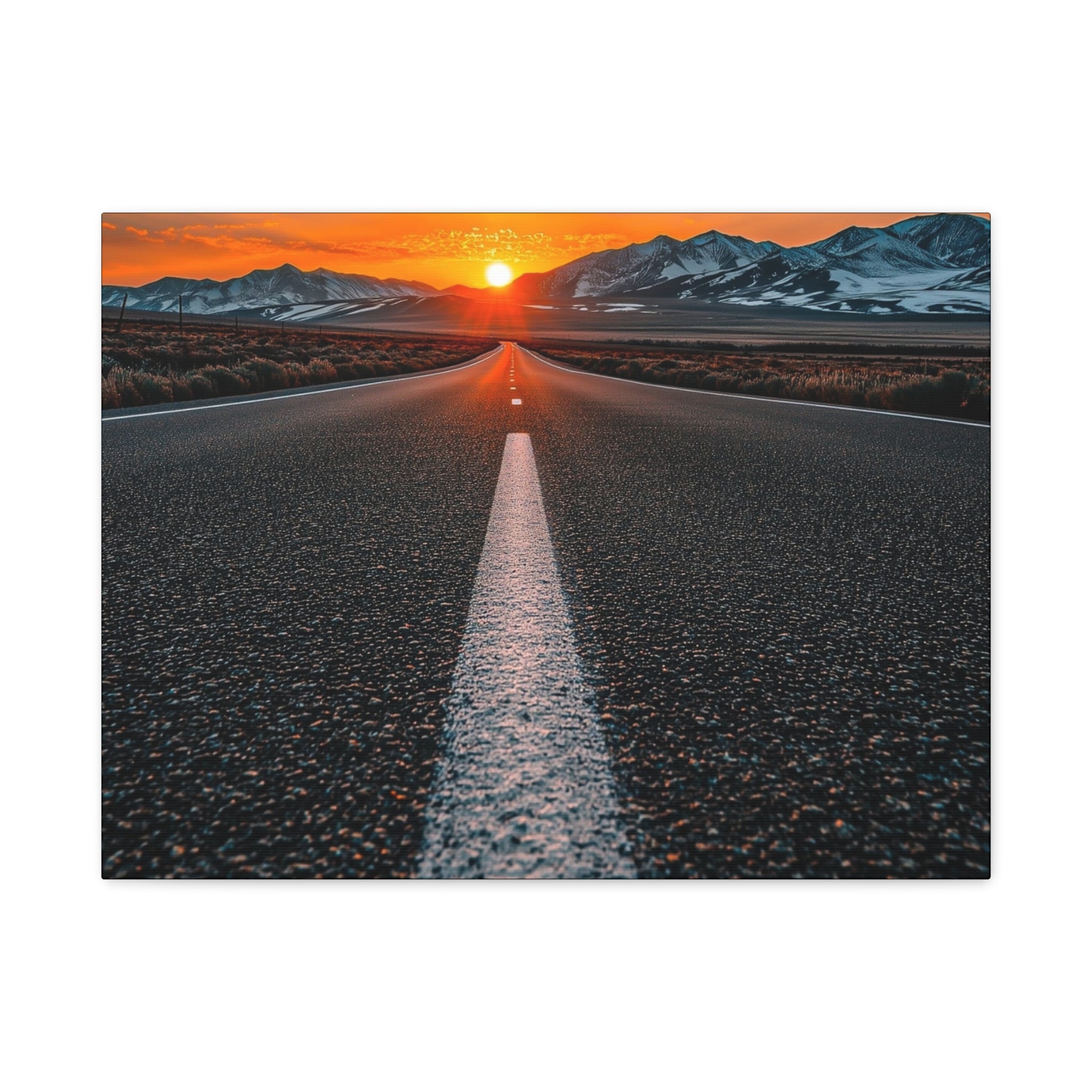 Sunset Open Road Canvas | Stretched Matte Wall Art