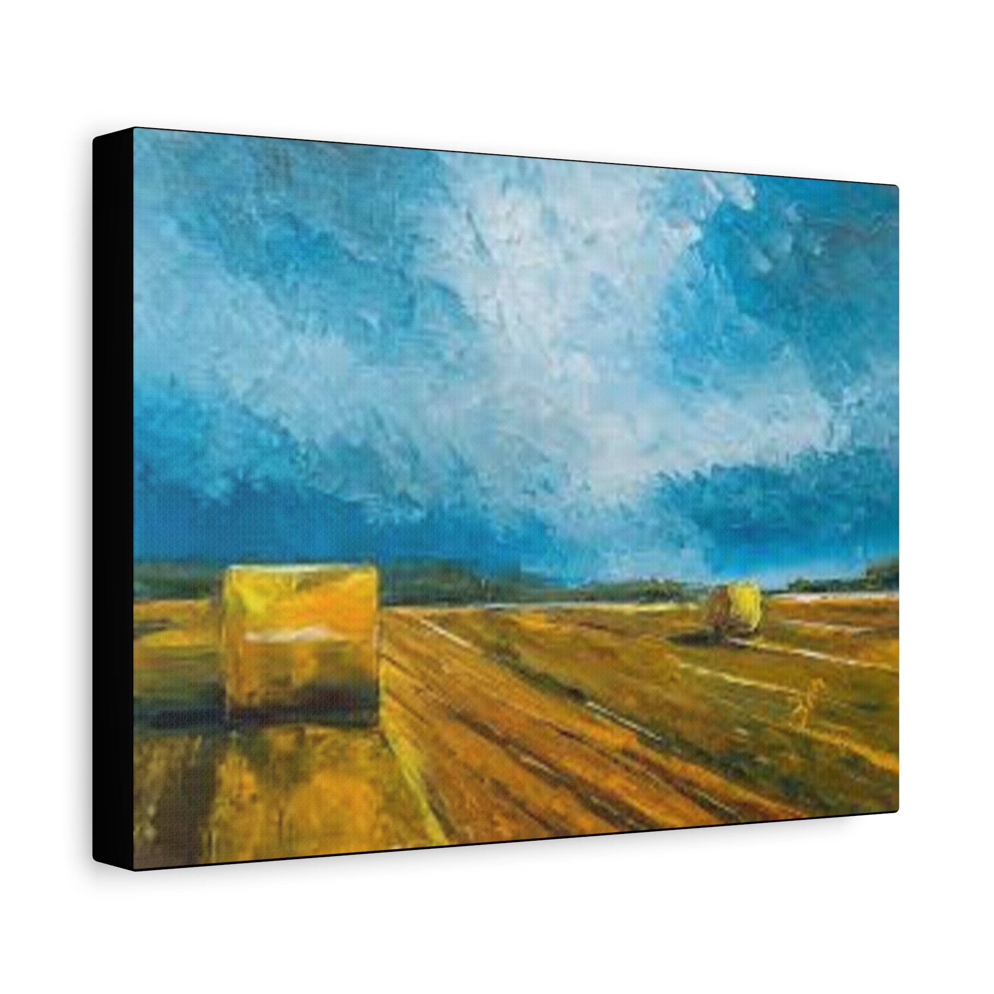 Canvas Hay Bales Landscape Matte Stretched 1.25" | Farm Field Wall Art