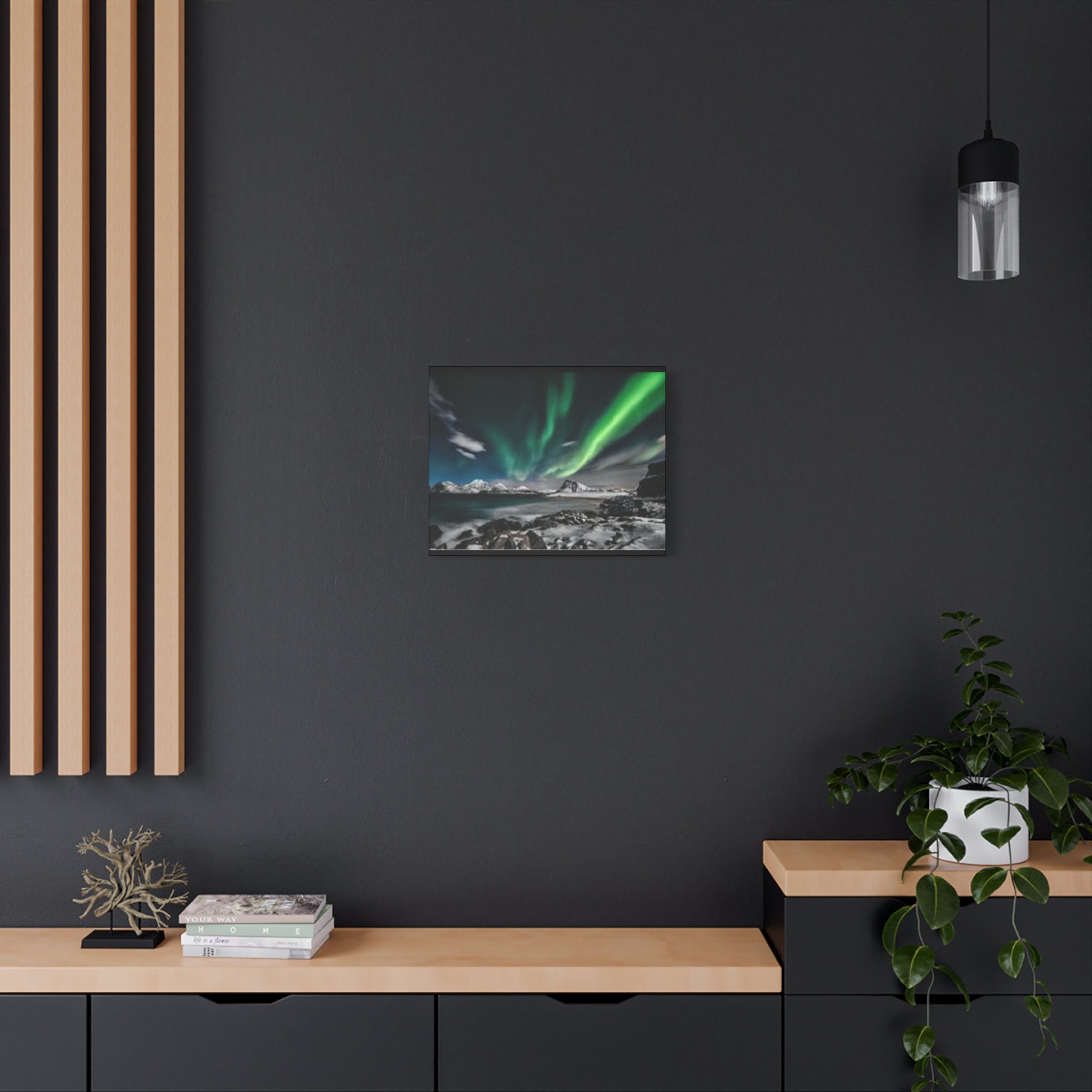 Canvas Northern Lights Wall Art Matte Stretched Canvas 1.25"