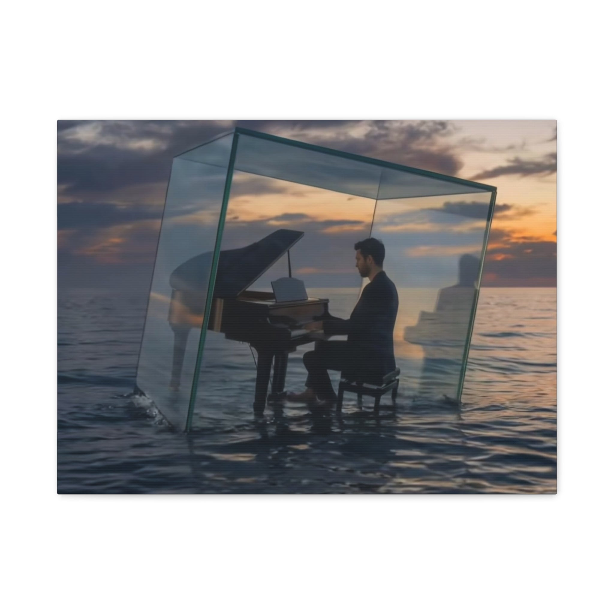 Piano in Glass Cube Canvas