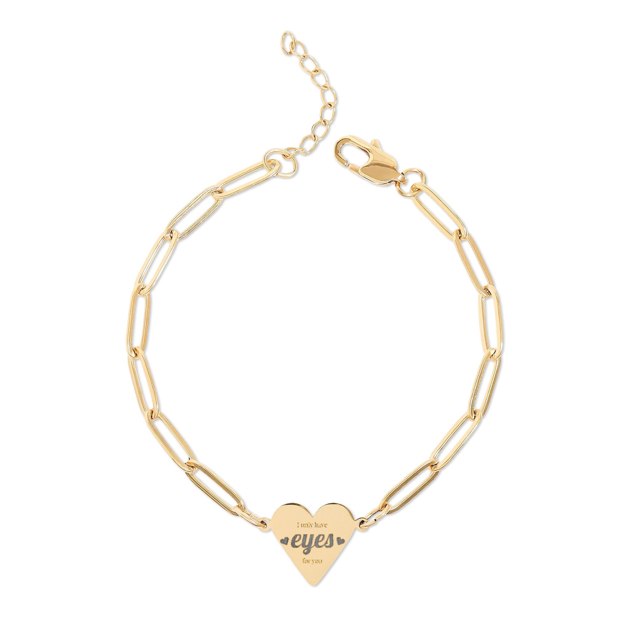 Heart Paperclip Bracelet | Personalized Stainless Steel Chain