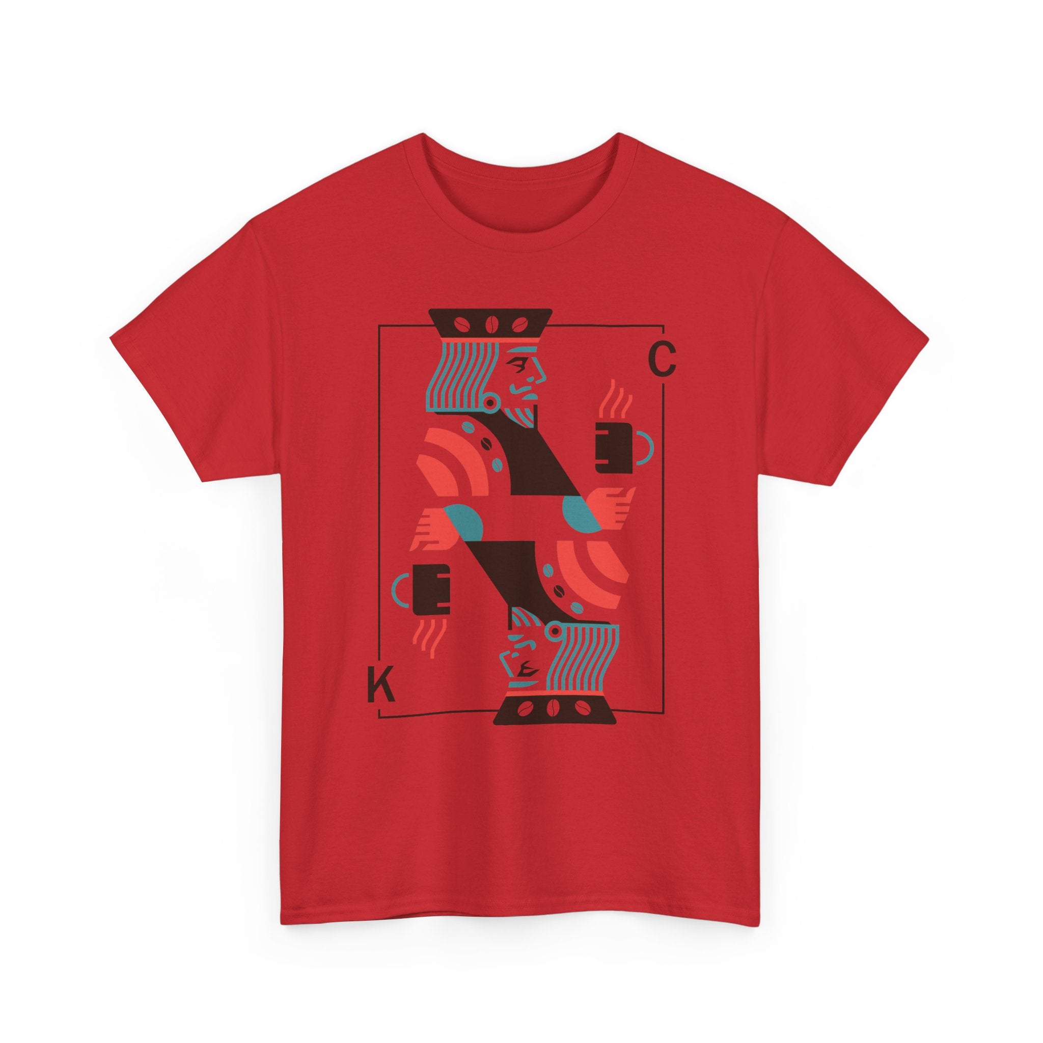 King of Coffee playing card Tee | Minimalist café design, espresso mug illustration