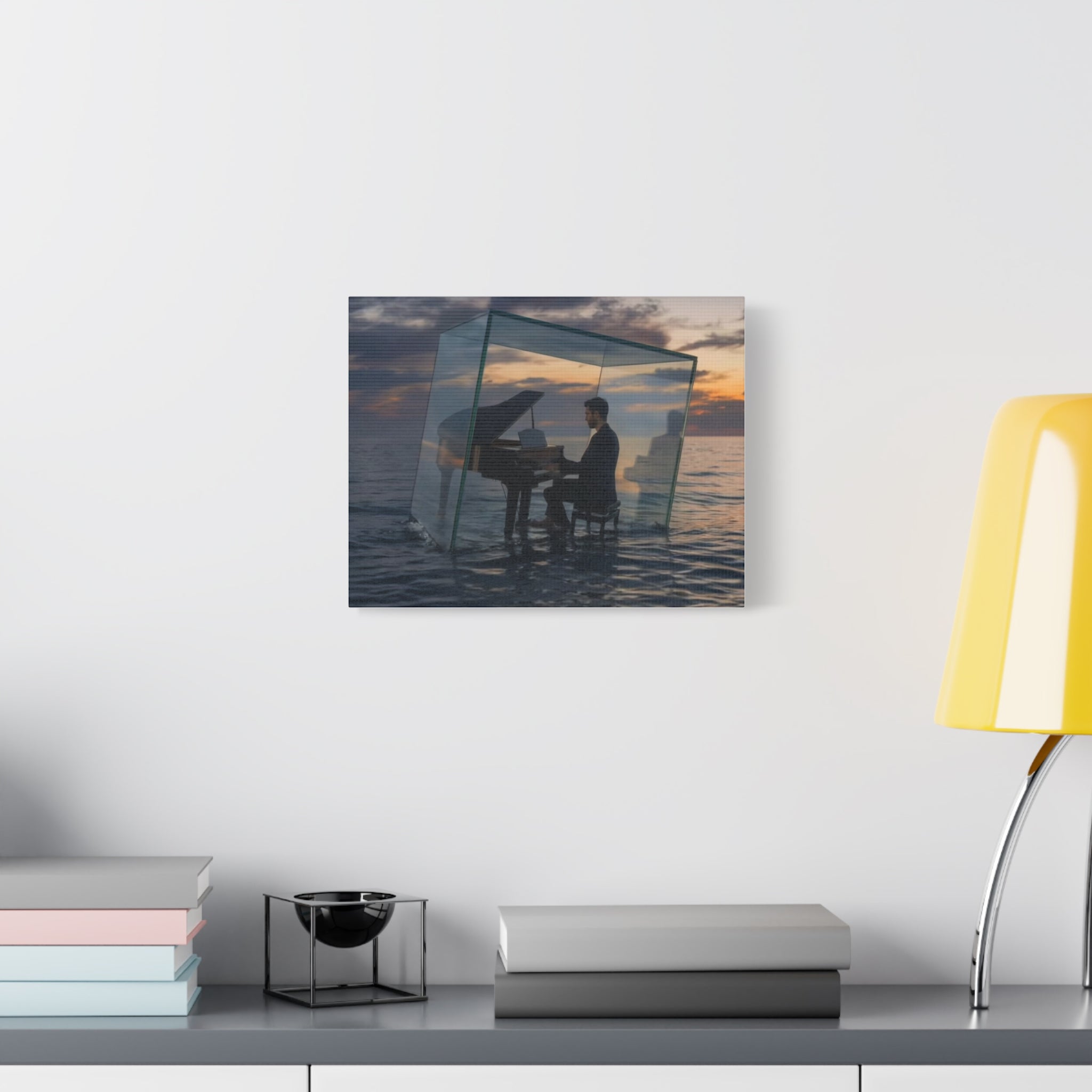 Piano in Glass Cube Canvas