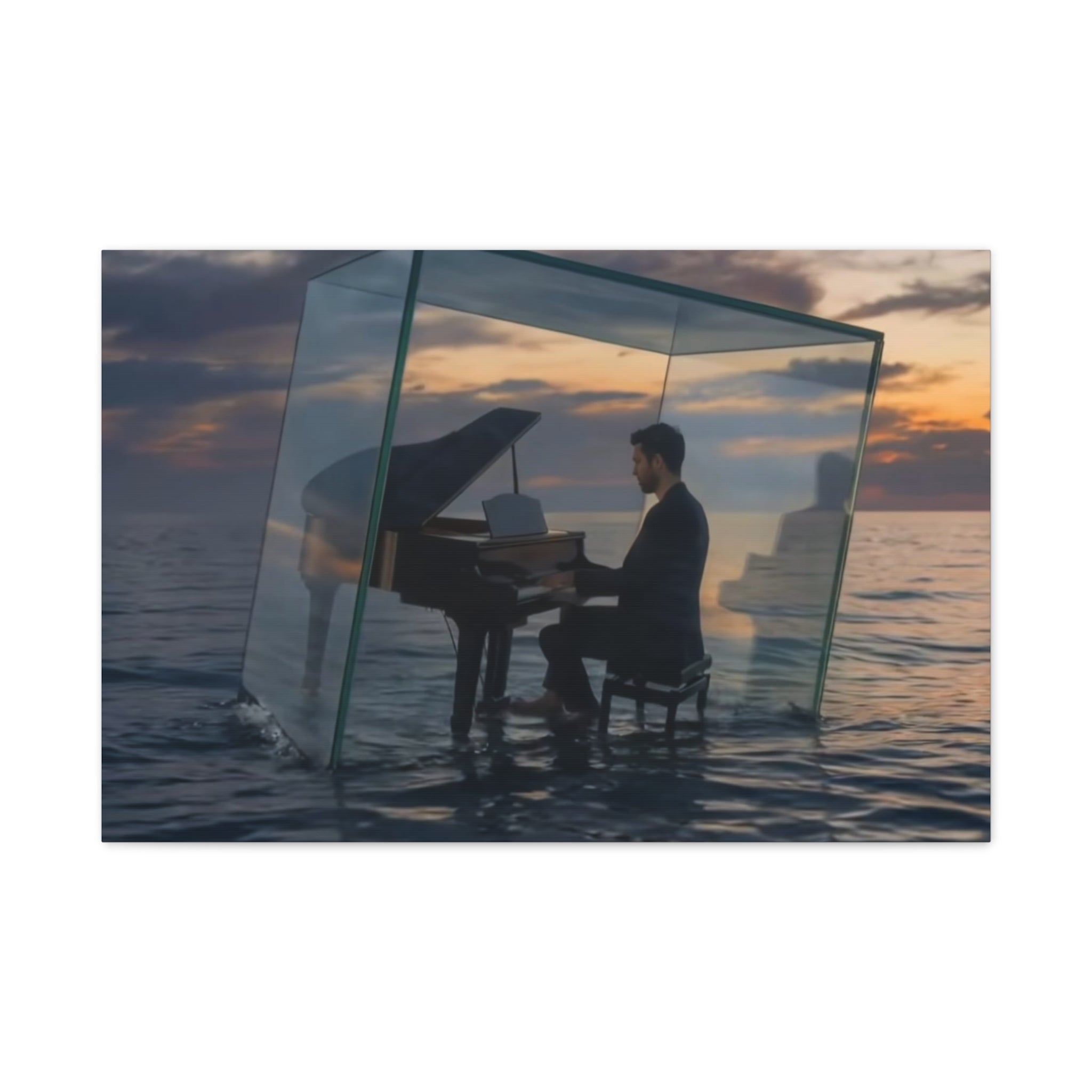 Piano in Glass Cube Canvas